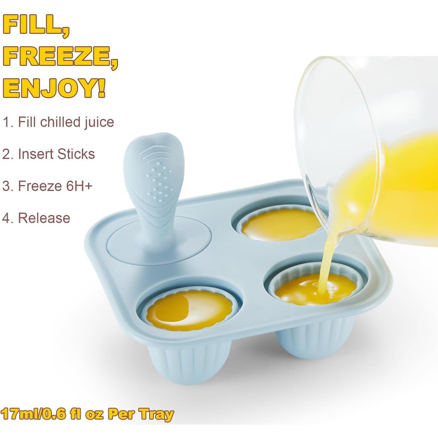 Moldes de Paletas ACOOKEE para Bebés 4 Piezas 17 ml