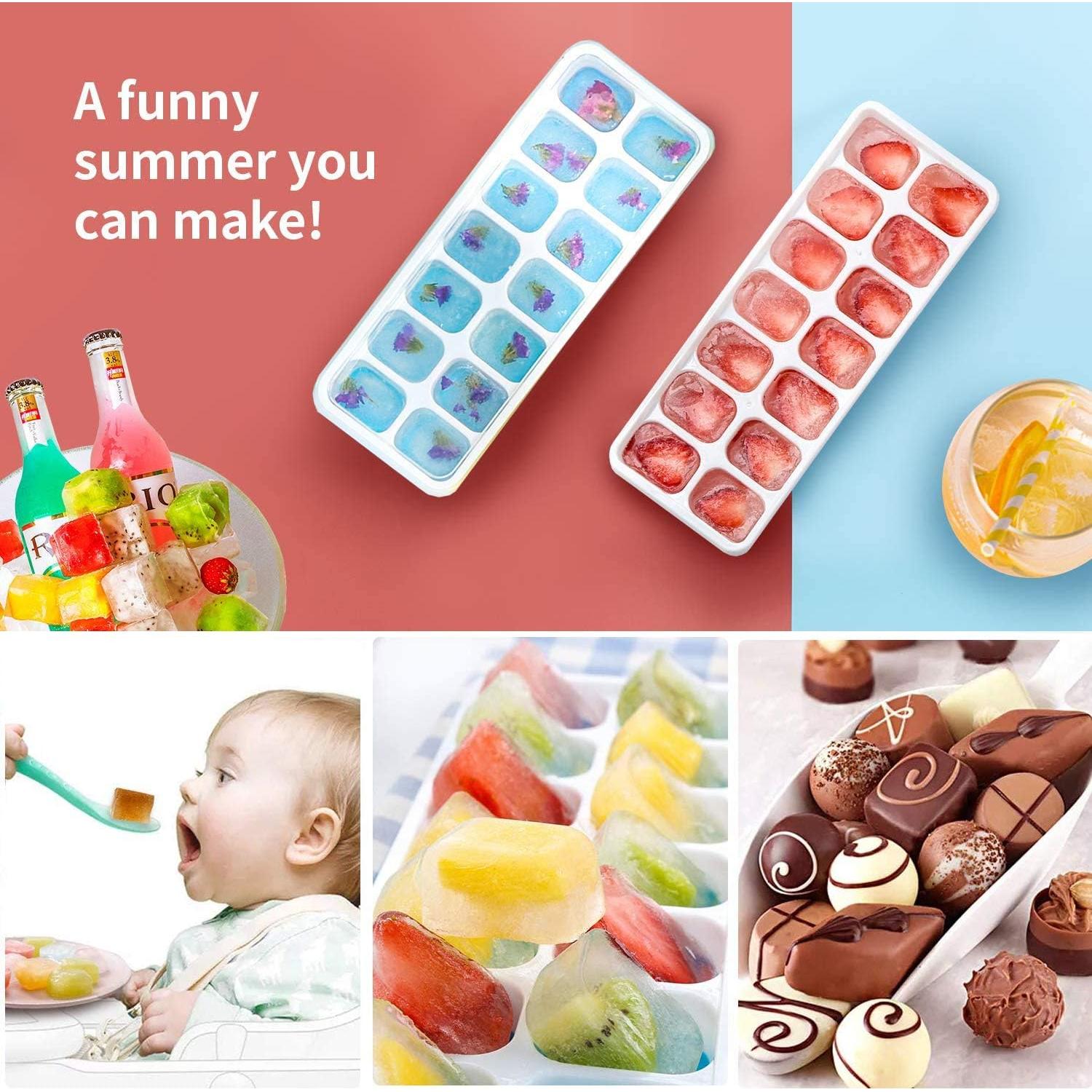 Bandejas de Hielo Airabc 4 Pack Silicona 56 Cubos Apilables