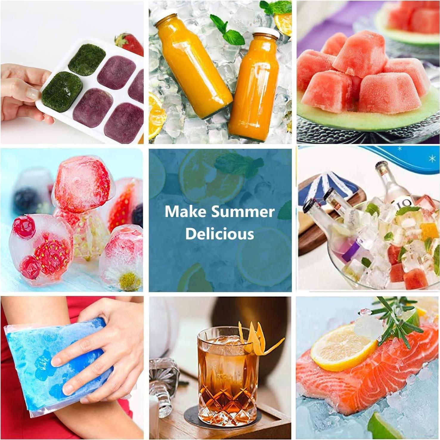 Bandejas de Hielo Airabc 4 Pack Silicona 56 Cubos Apilables