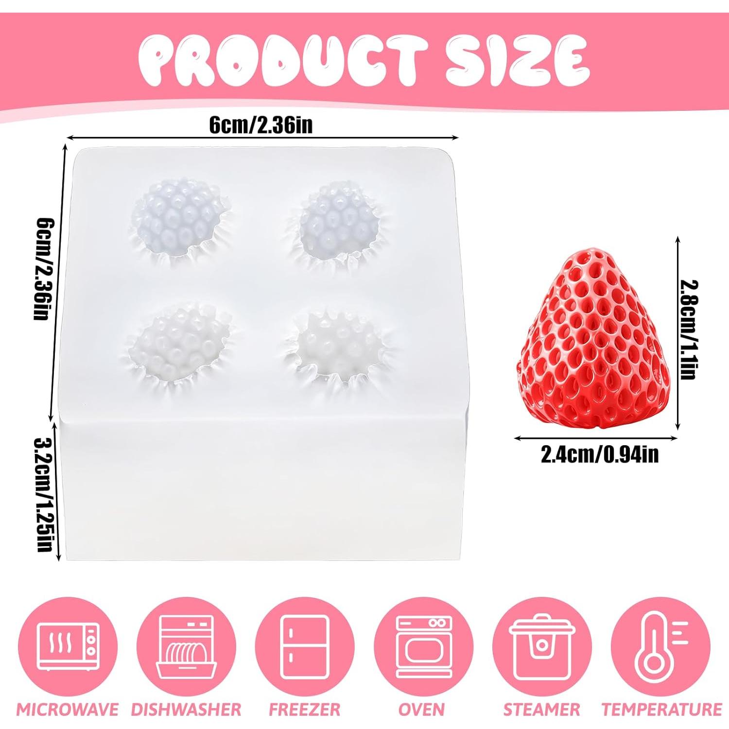 Molde de Silicona Fresa 4 Cavidades FdcLixuvol 12x10x3.5 cm