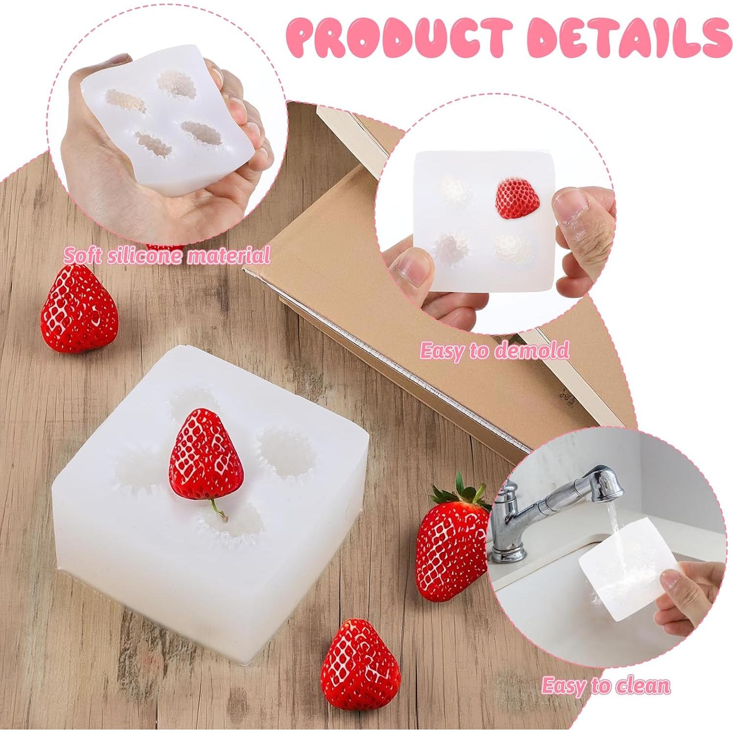 Molde de Silicona Fresa 4 Cavidades FdcLixuvol 12x10x3.5 cm