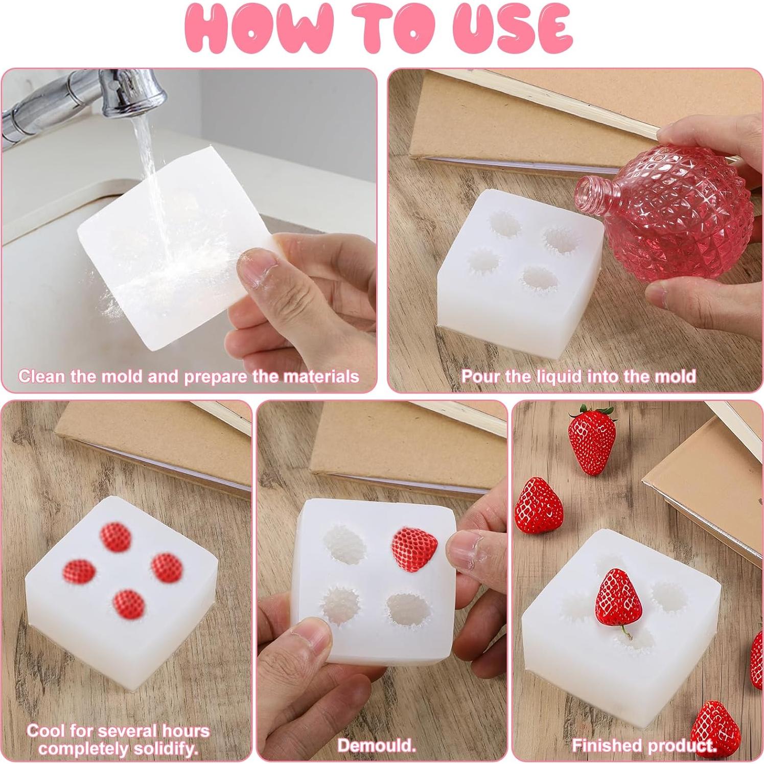 Molde de Silicona Fresa 4 Cavidades FdcLixuvol 12x10x3.5 cm