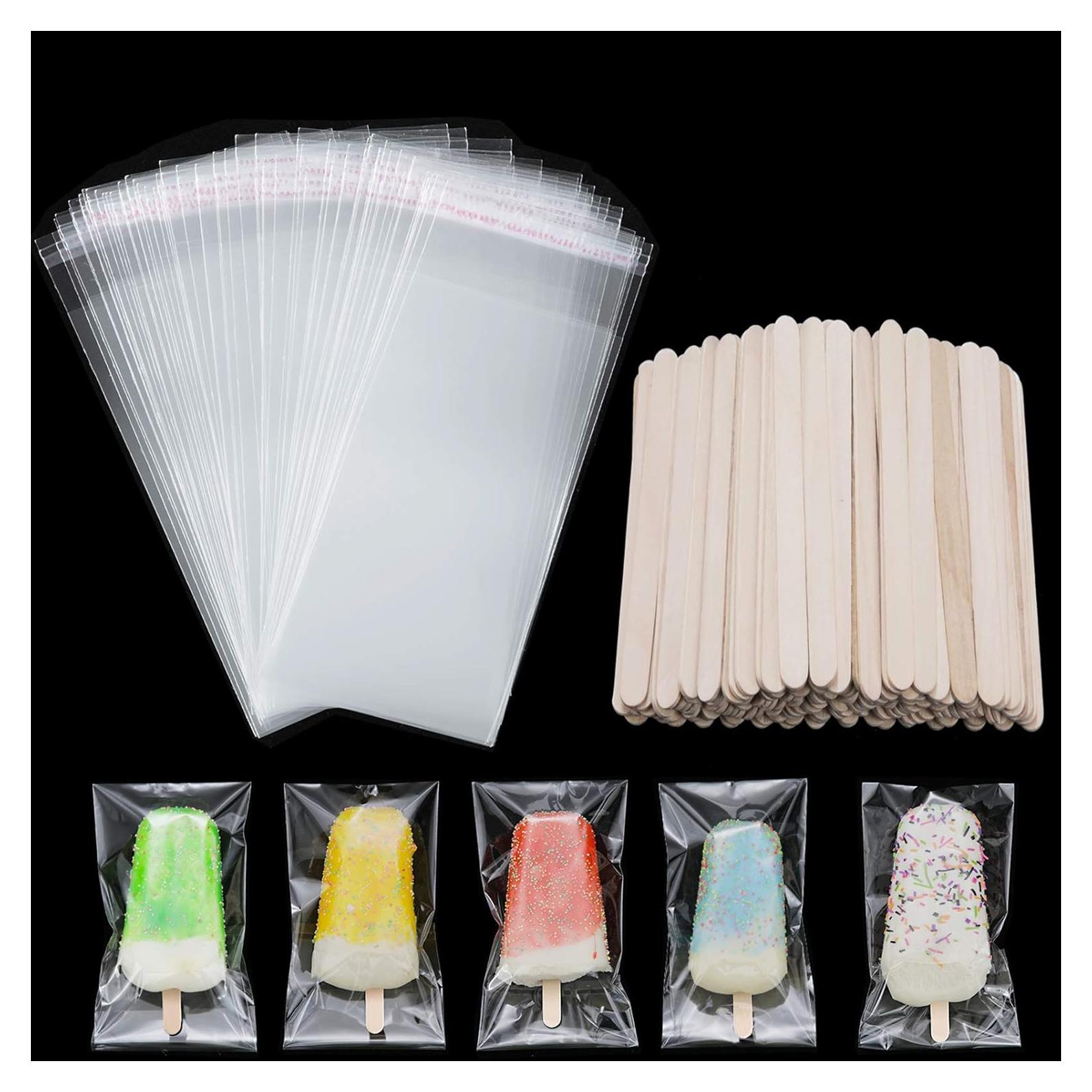 Boao Set 200 Piezas Palitos y Bolsas de Helado 21x8 cm