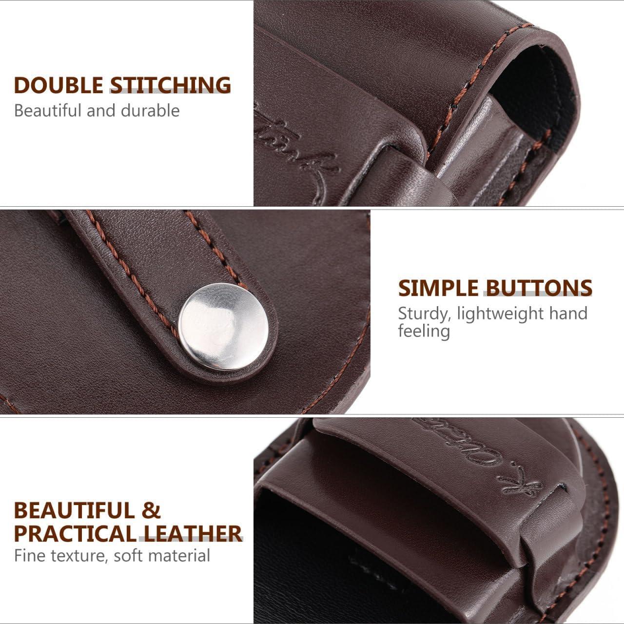 Hemobllo Leather Pocket Watch Pouch - Pocket Watch Leather Case with Bronze Chain Vintage Belt Holder Case for 38mm-45mm