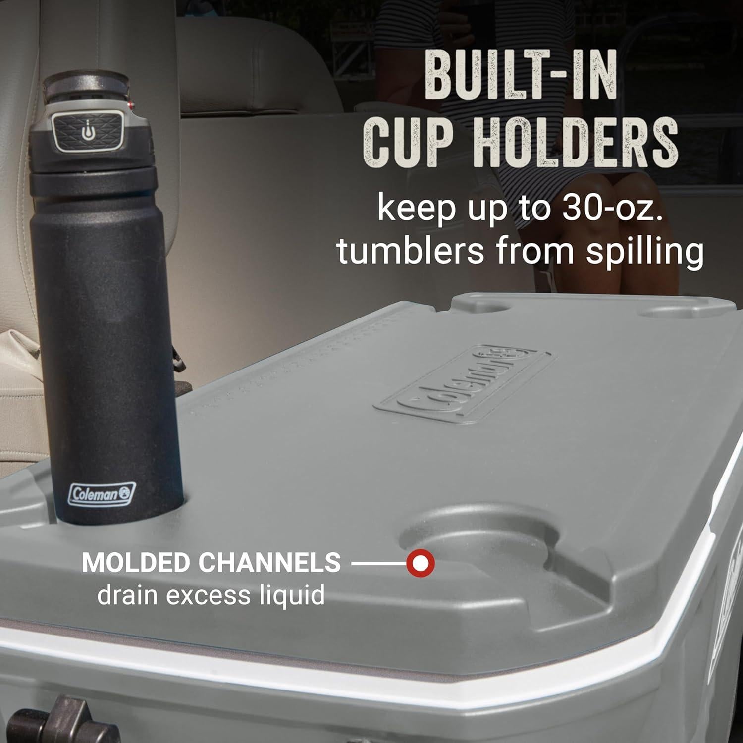 Enfriador portátil rodante Coleman 100qt gris, mantiene hielo 5 días