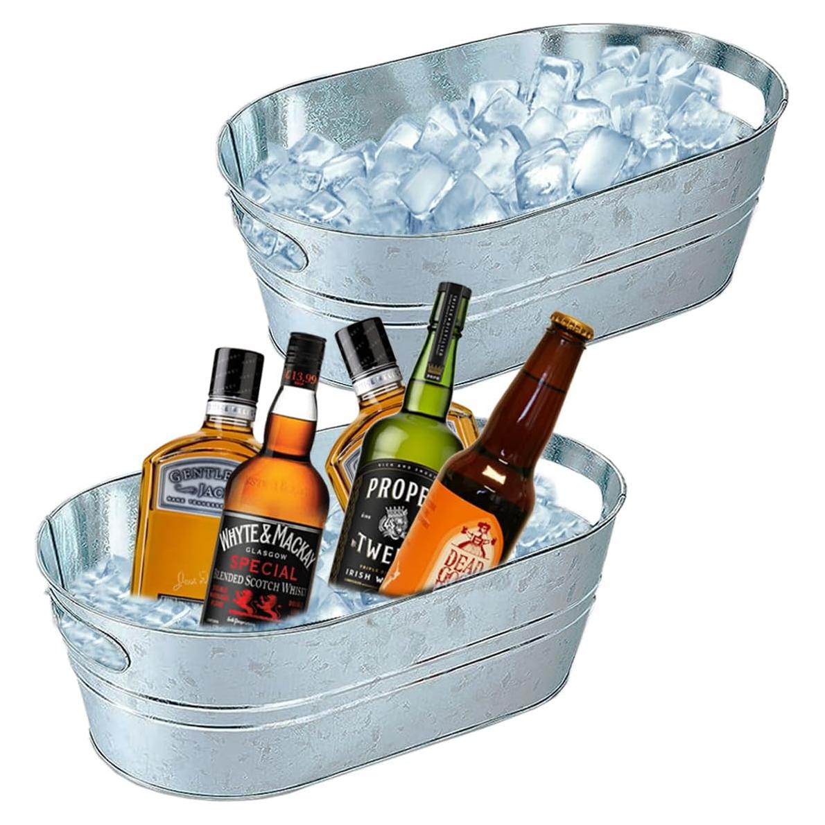 Paquete 2 Cubos de Metal Galvanizado 15L para Bebidas