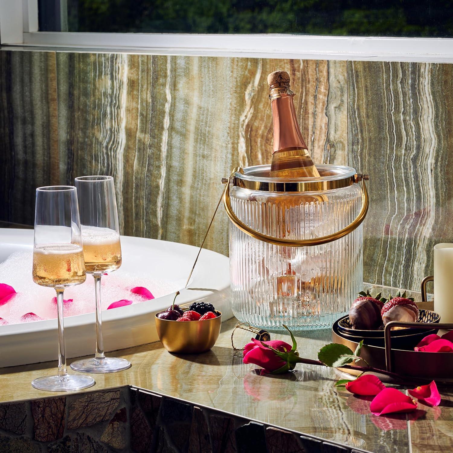 Cubo de Hielo de Vidrio 3L con Tapa Hermética y Pinza