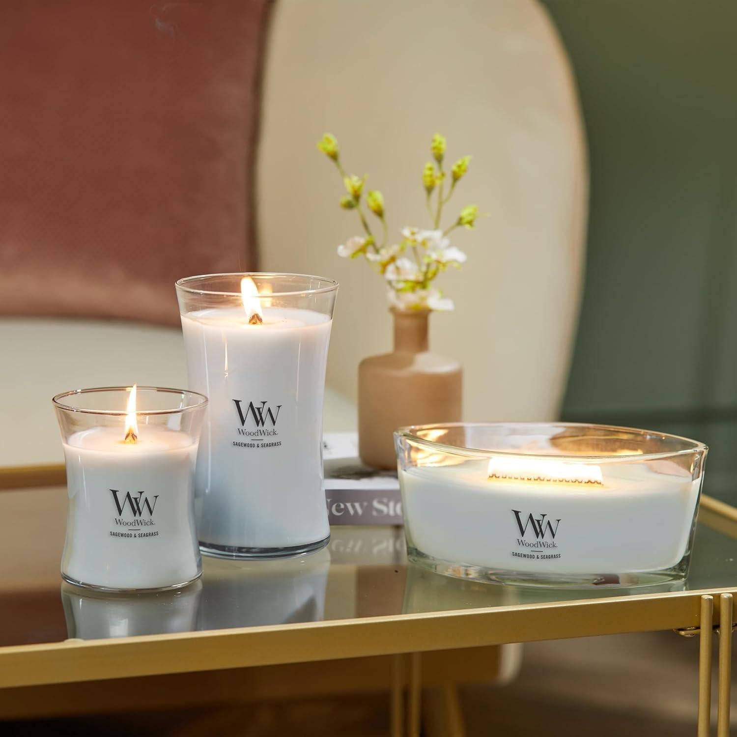 Vela Aromática WoodWick Sagewood & Seagrass 607g