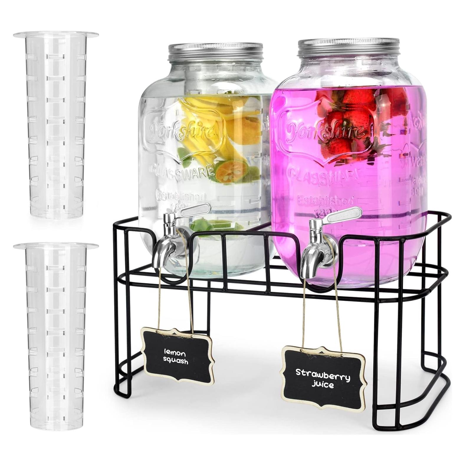 Dispensadores de Bebidas de Vidrio 1 Galón DD&HAPP 2PACK