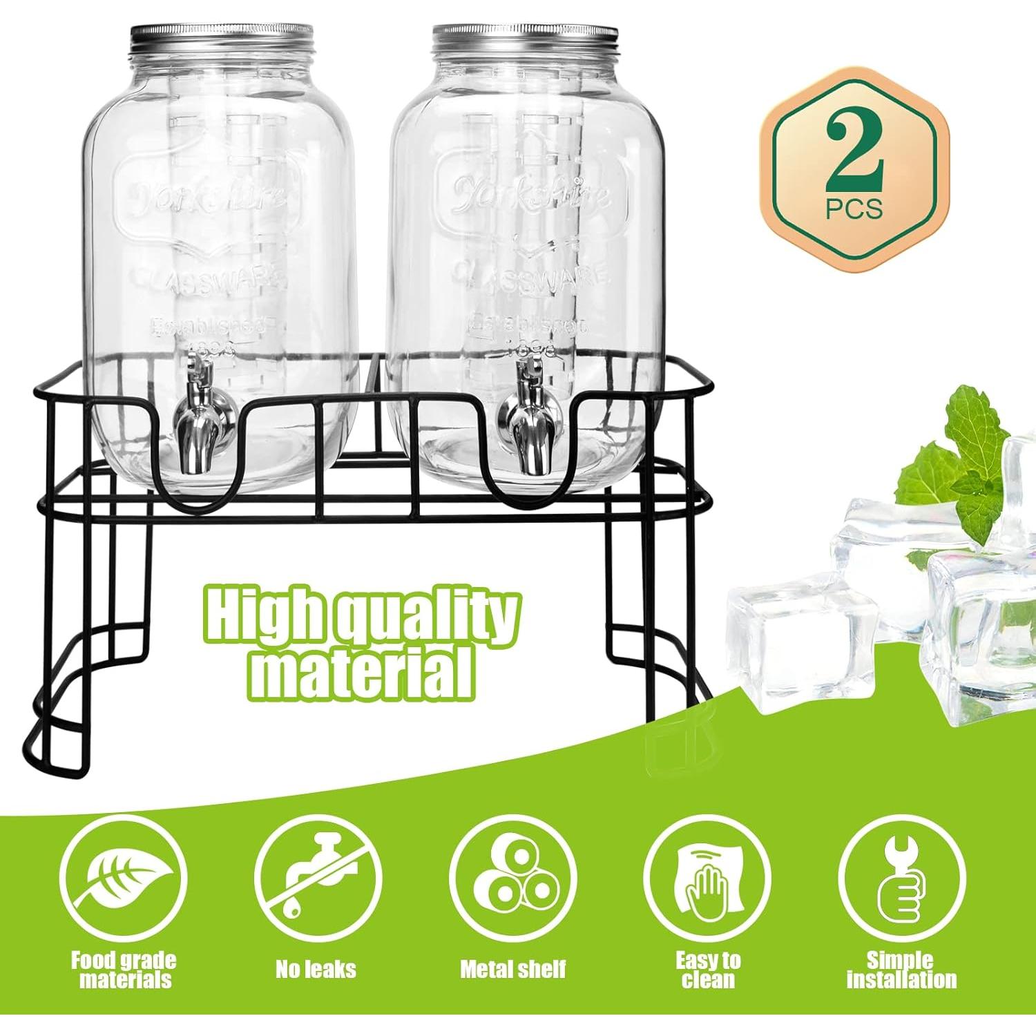 Dispensadores de Bebidas de Vidrio 1 Galón DD&HAPP 2PACK