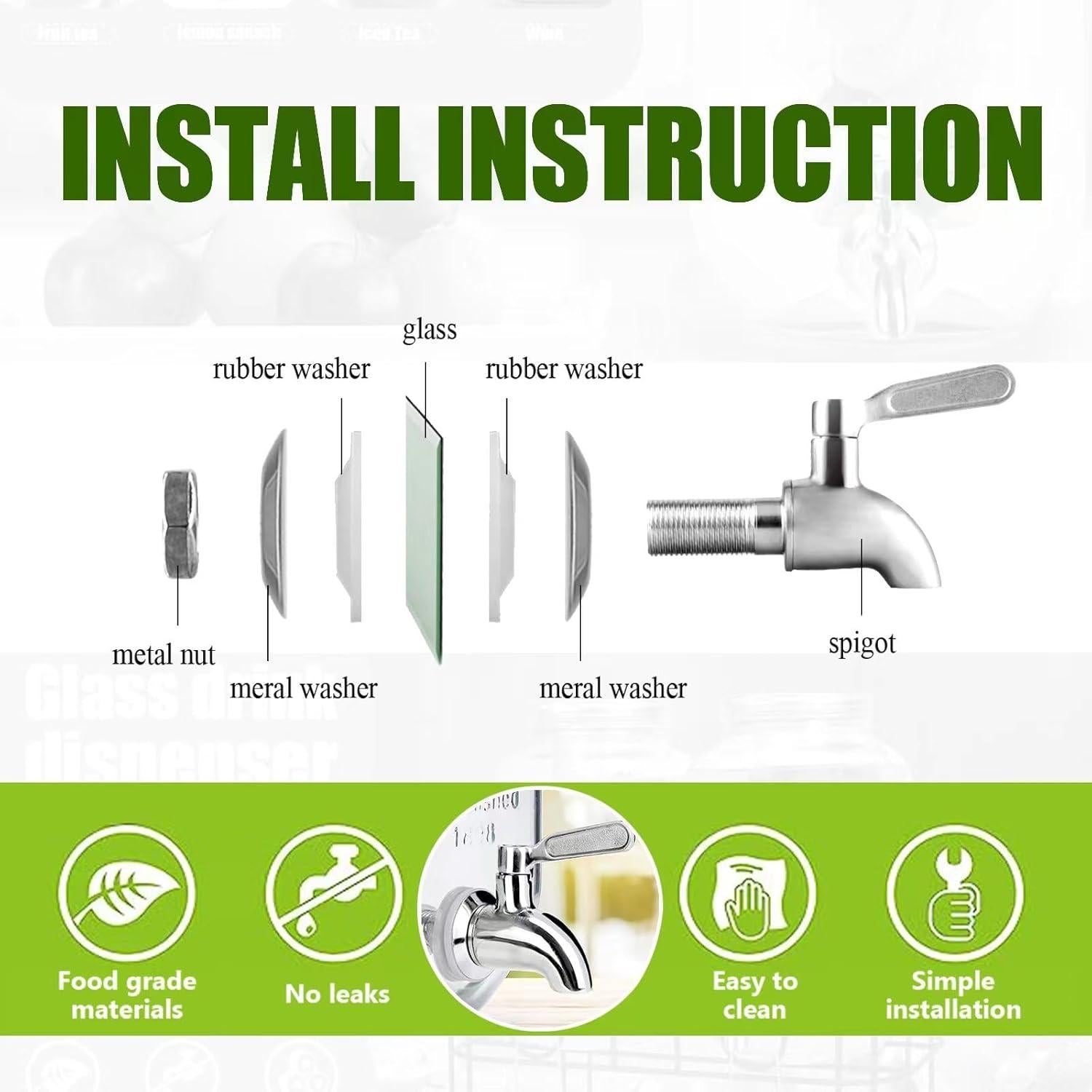 Dispensadores de Bebidas de Vidrio 1 Galón DD&HAPP 2PACK