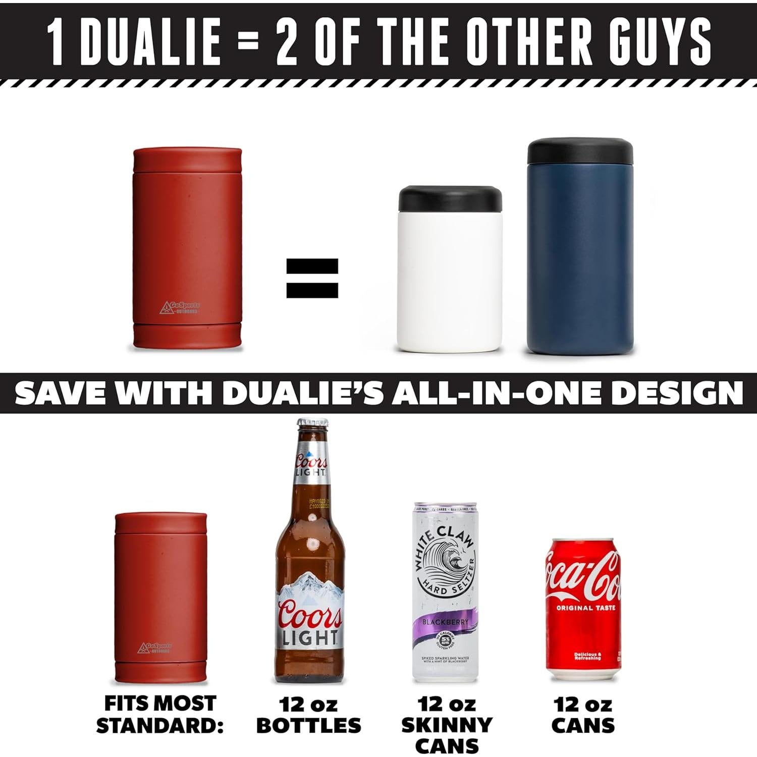 Enfriador de Latas Aislado GoSports DUALIE 3 en 1 Rojo