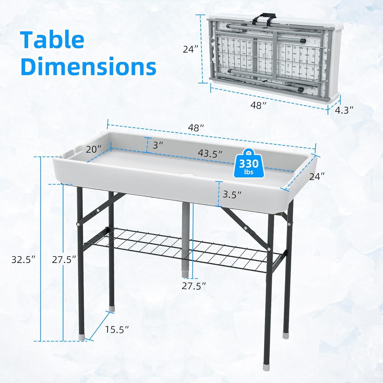 Mesa de Hielo Plegable SHAREWIN 107,95 cm Blanca