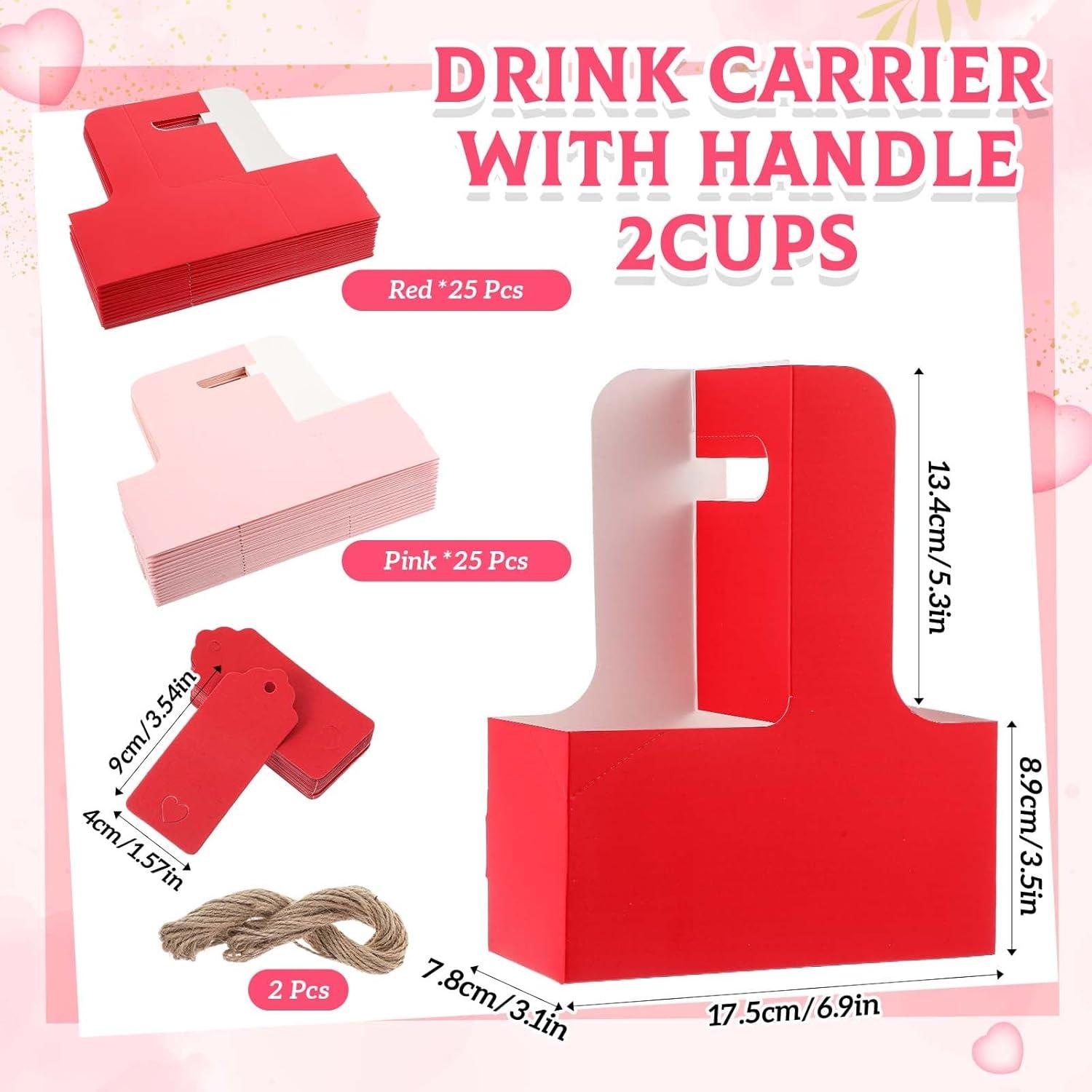 Paquete de 50 portavasos con asa MotiMind 2 tazas kraft