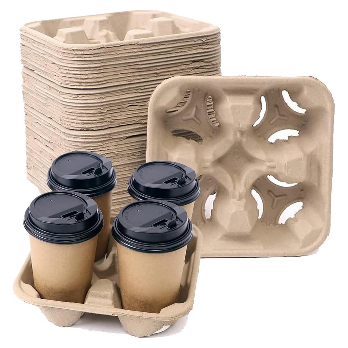 Portavasos biodegradable UBozeuiv para 4 tazas - 100 paquetes