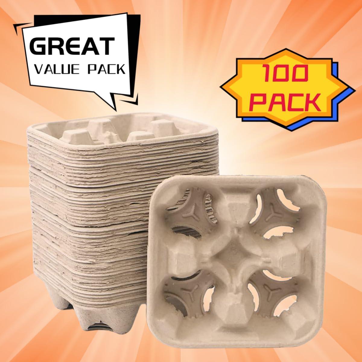 Portavasos biodegradable UBozeuiv para 4 tazas - 100 paquetes