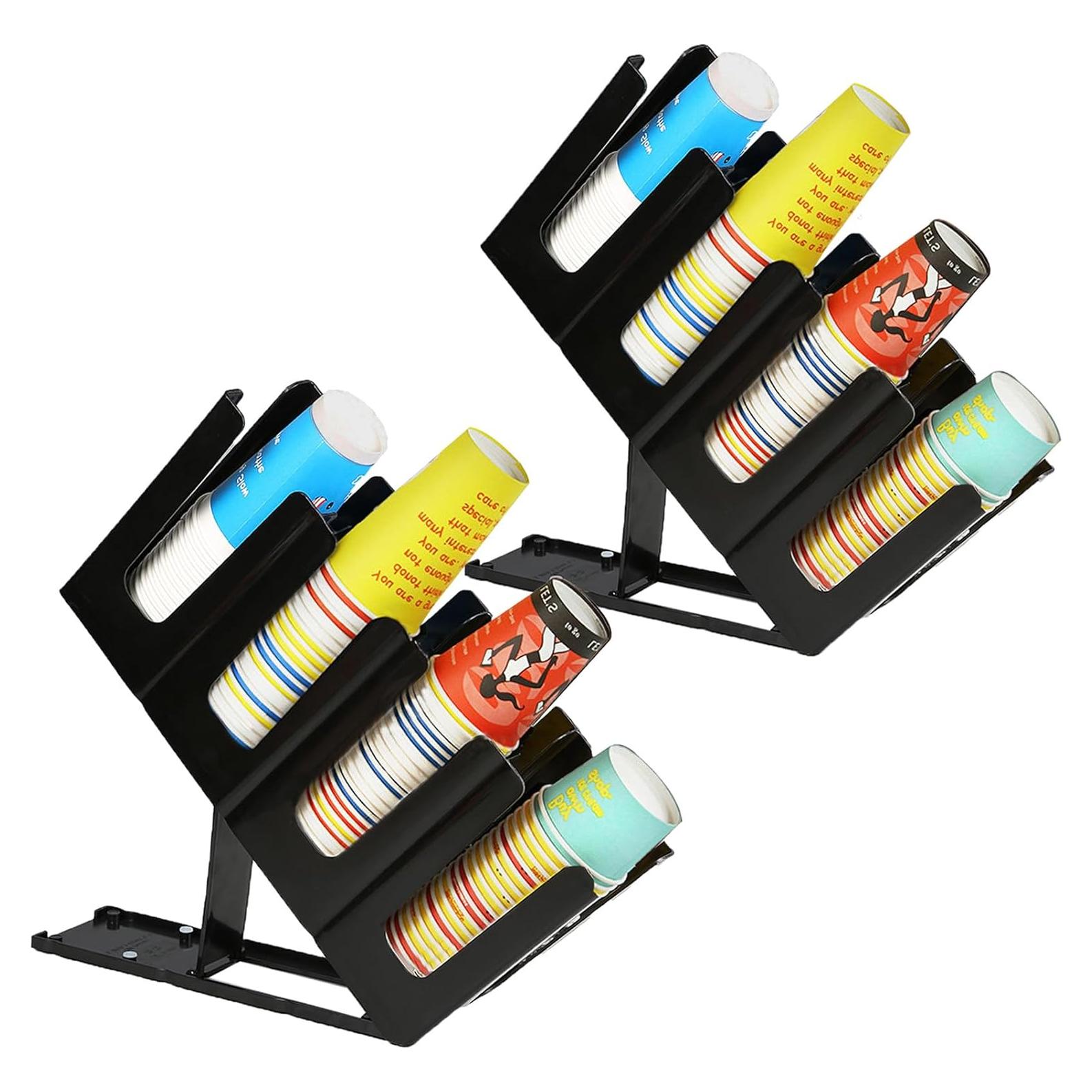 Dispensador de Tazas de Papel Tirifer - 2 Paquetes, Negro