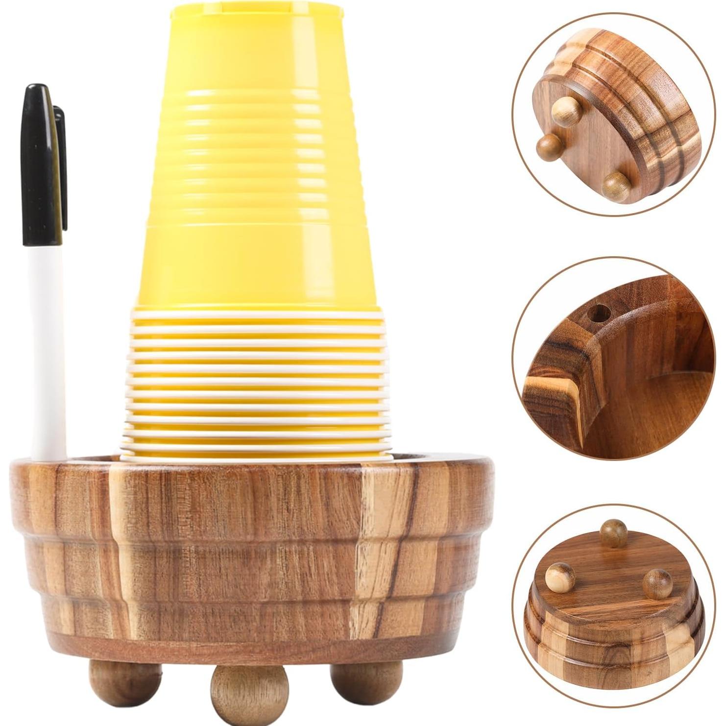 Soporte para Tazas de Madera de Acacia Catory BCH01A 8 cm