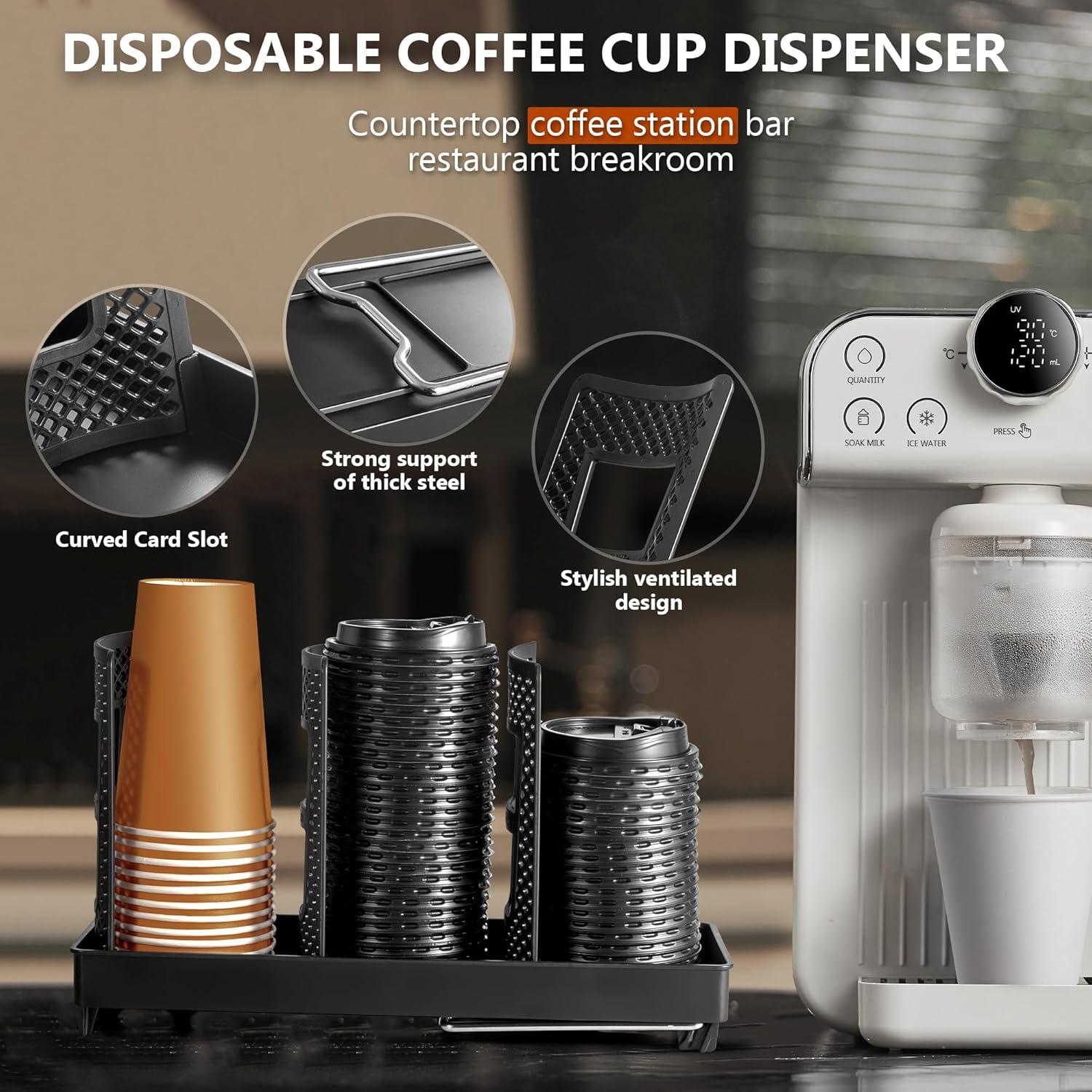 Dispensador de Tazas Desechables Wymulot Negro 3 Ranuras