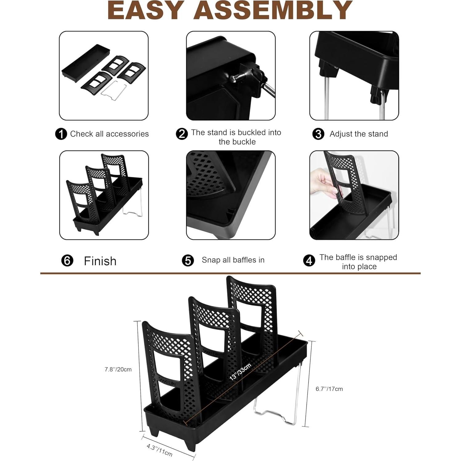 Soporte para Tazas de Café USDICHOME 3 Compartimentos Negro