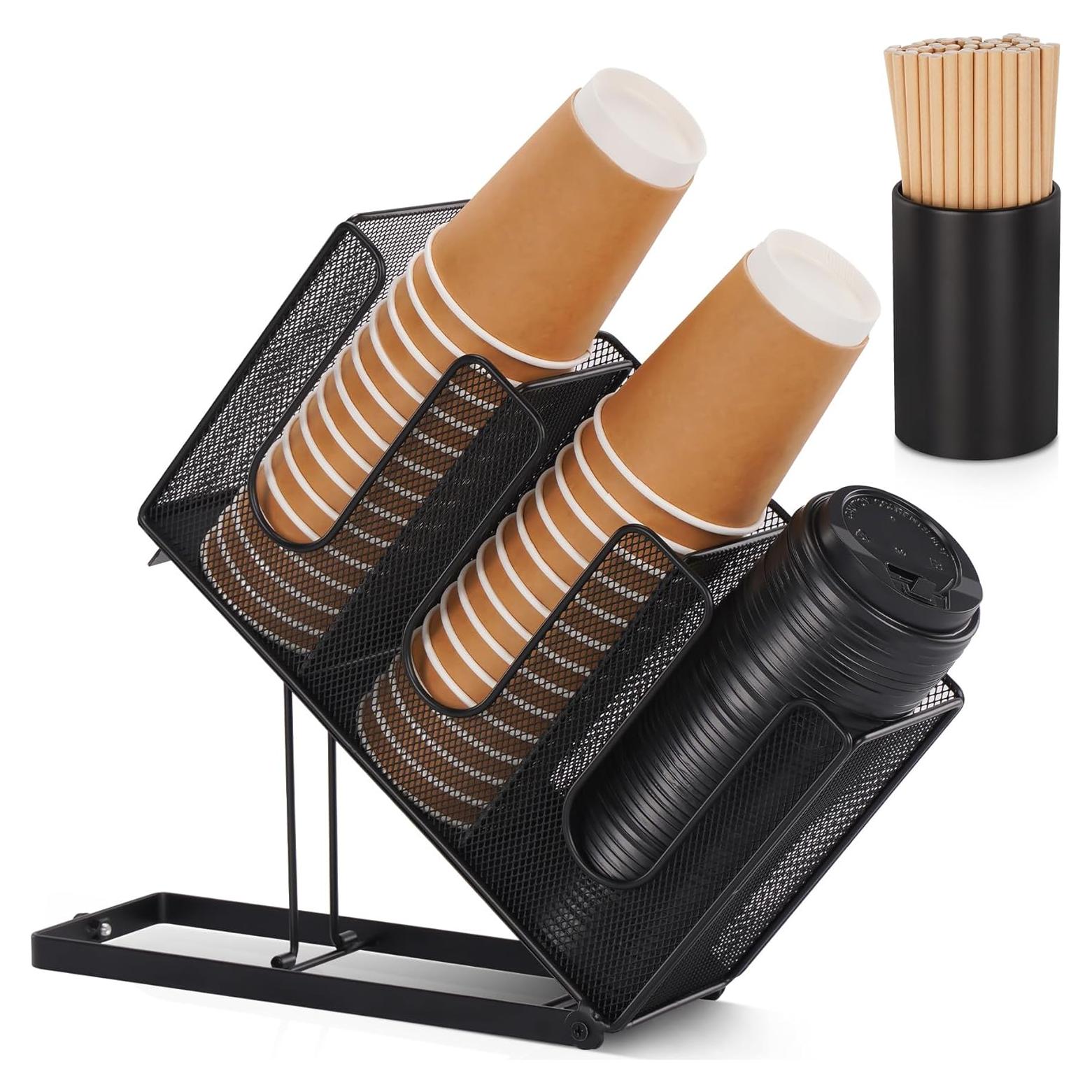 Soporte para Tazas de Papel Cairondin Negro 3 Compartimentos