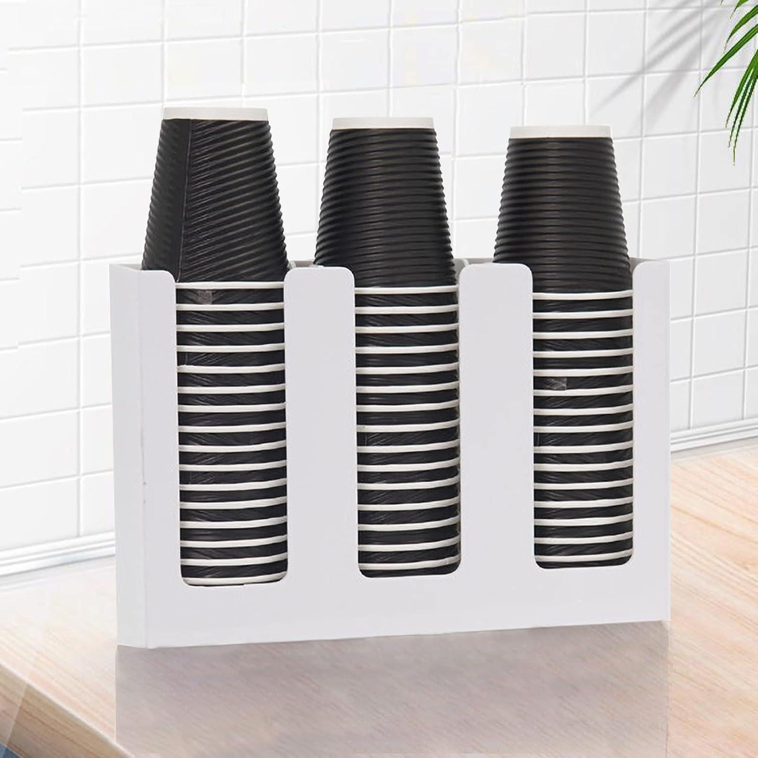 Dispensador de Tazas de Papel Tirifer 3 Compartimentos Blanco