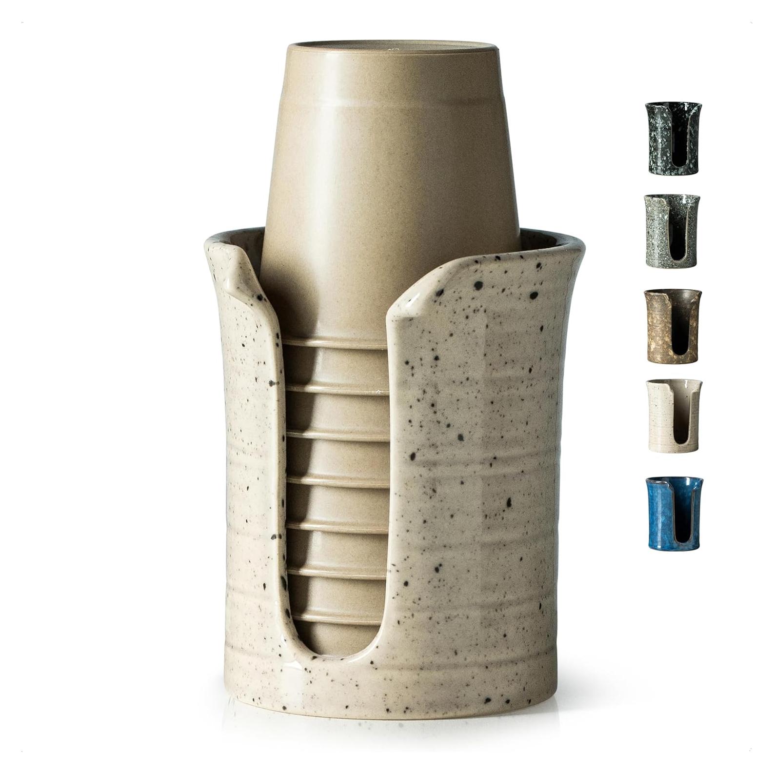 Dispensador de Vasos de Cerámica YHOJOY 3 Oz Blanco