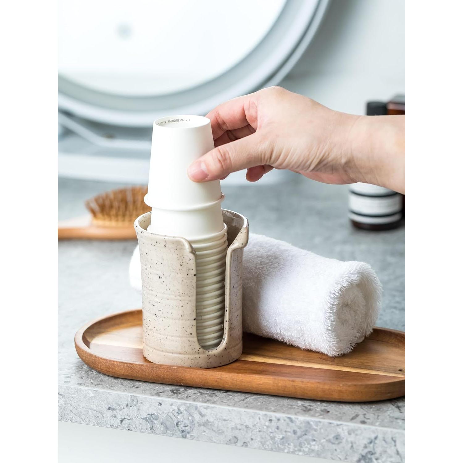 Dispensador de Vasos de Cerámica YHOJOY 3 Oz Blanco