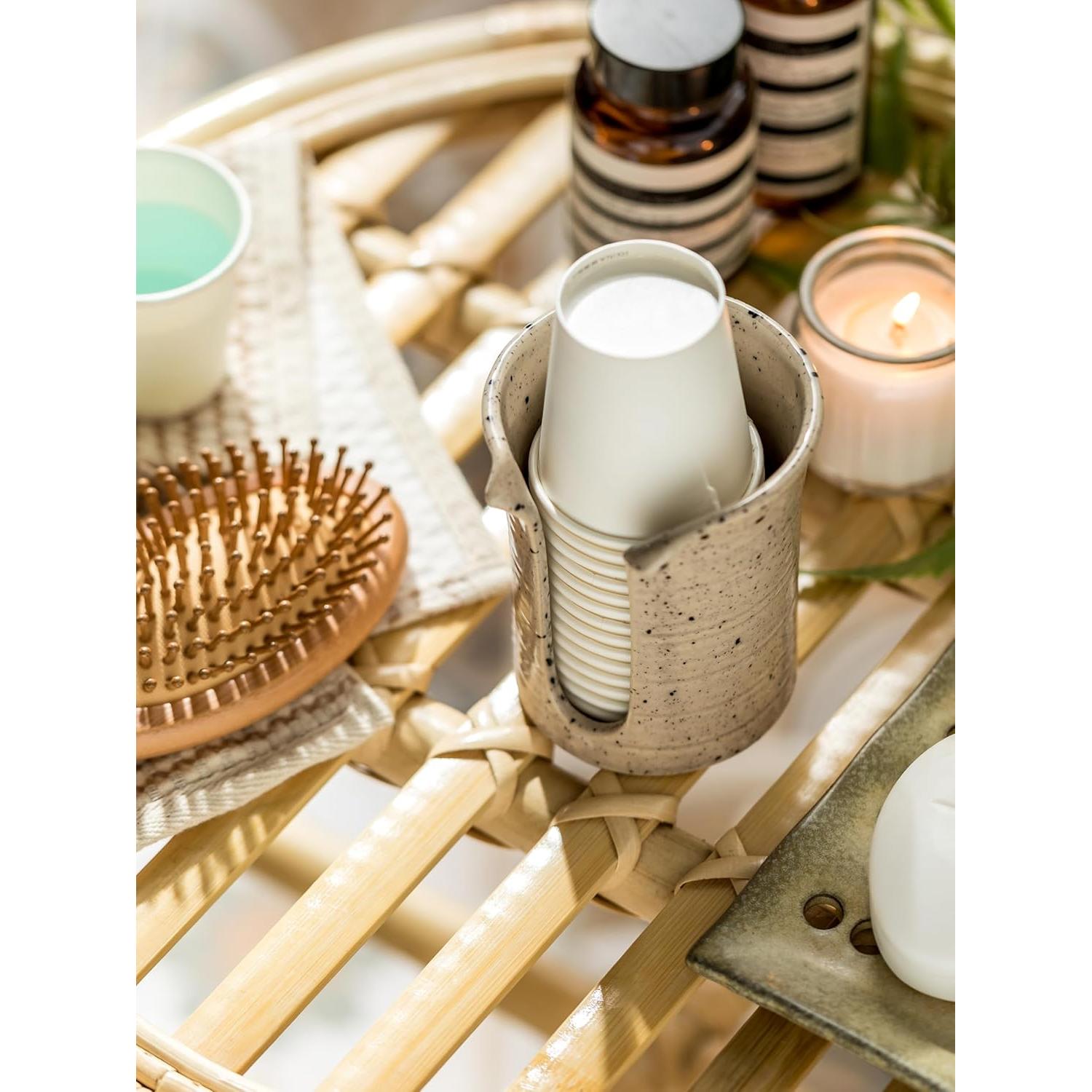 Dispensador de Vasos de Cerámica YHOJOY 3 Oz Blanco