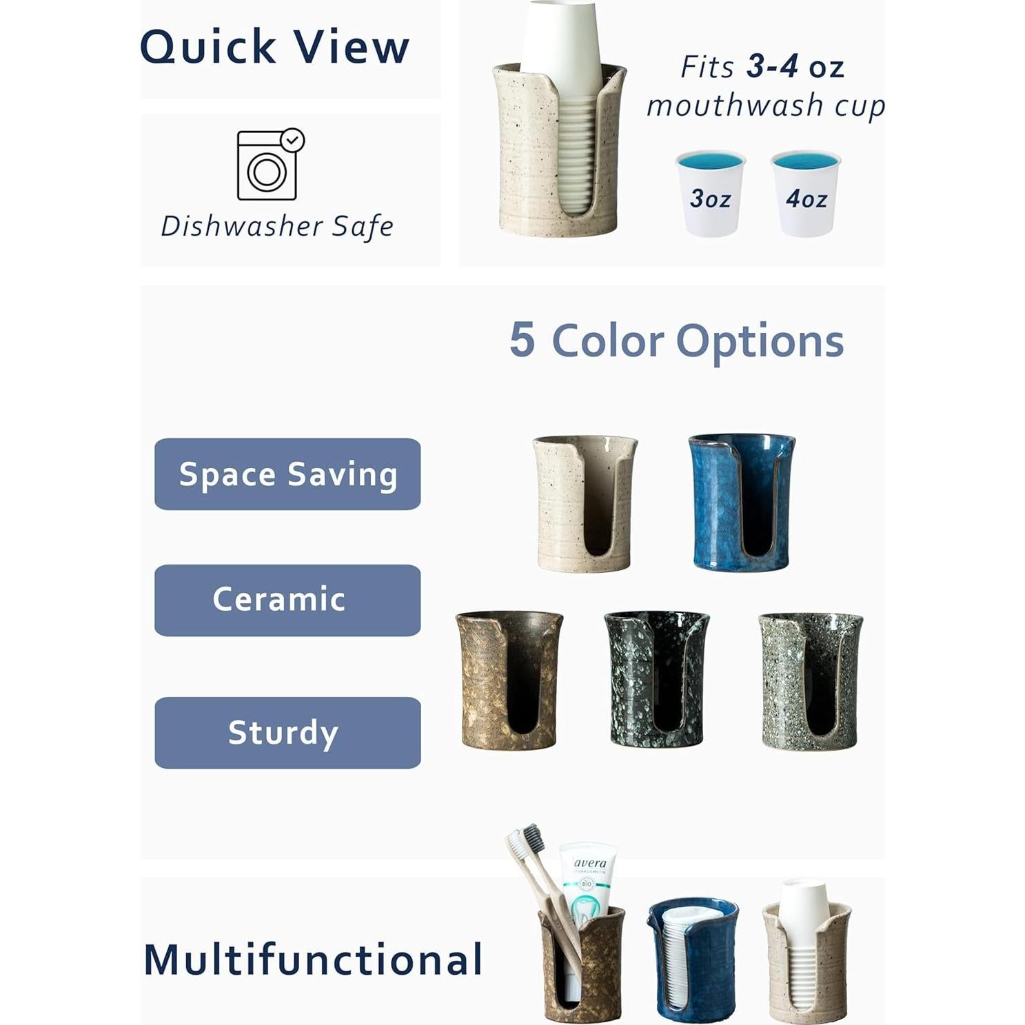 Dispensador de Vasos de Cerámica YHOJOY 3 Oz Blanco