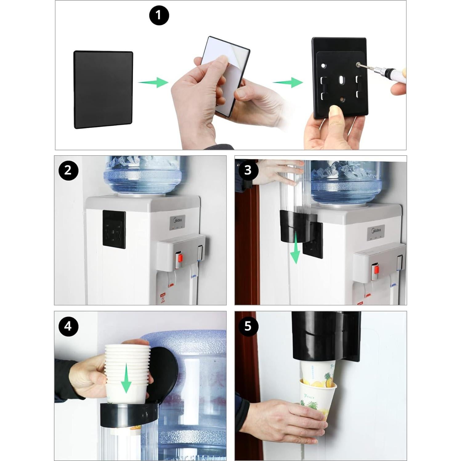 Dispensador de Vasos QWORK 7-12 oz Montaje en Pared