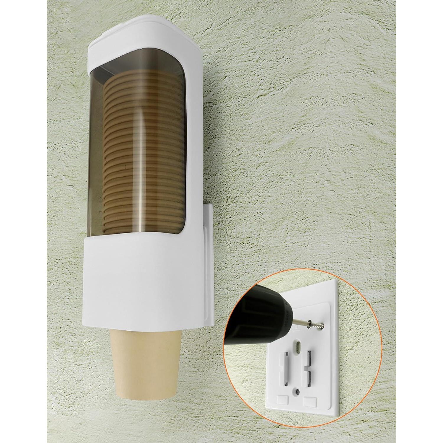 Dispensador de Tazas de Pared QWORK, 2 Soportes Higiénicos