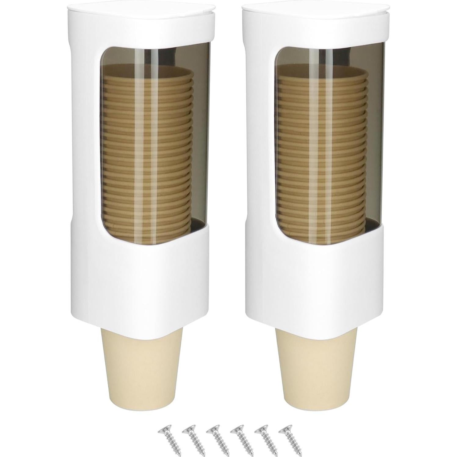 Dispensador de Tazas de Pared QWORK, 2 Soportes Higiénicos