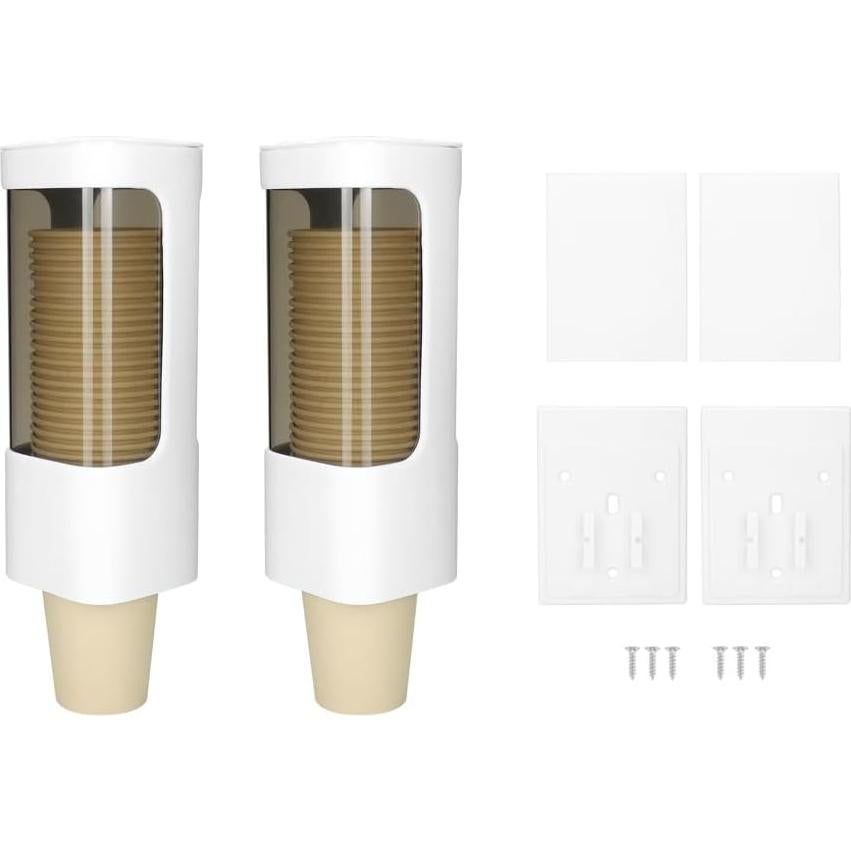 Dispensador de Tazas de Pared QWORK, 2 Soportes Higiénicos