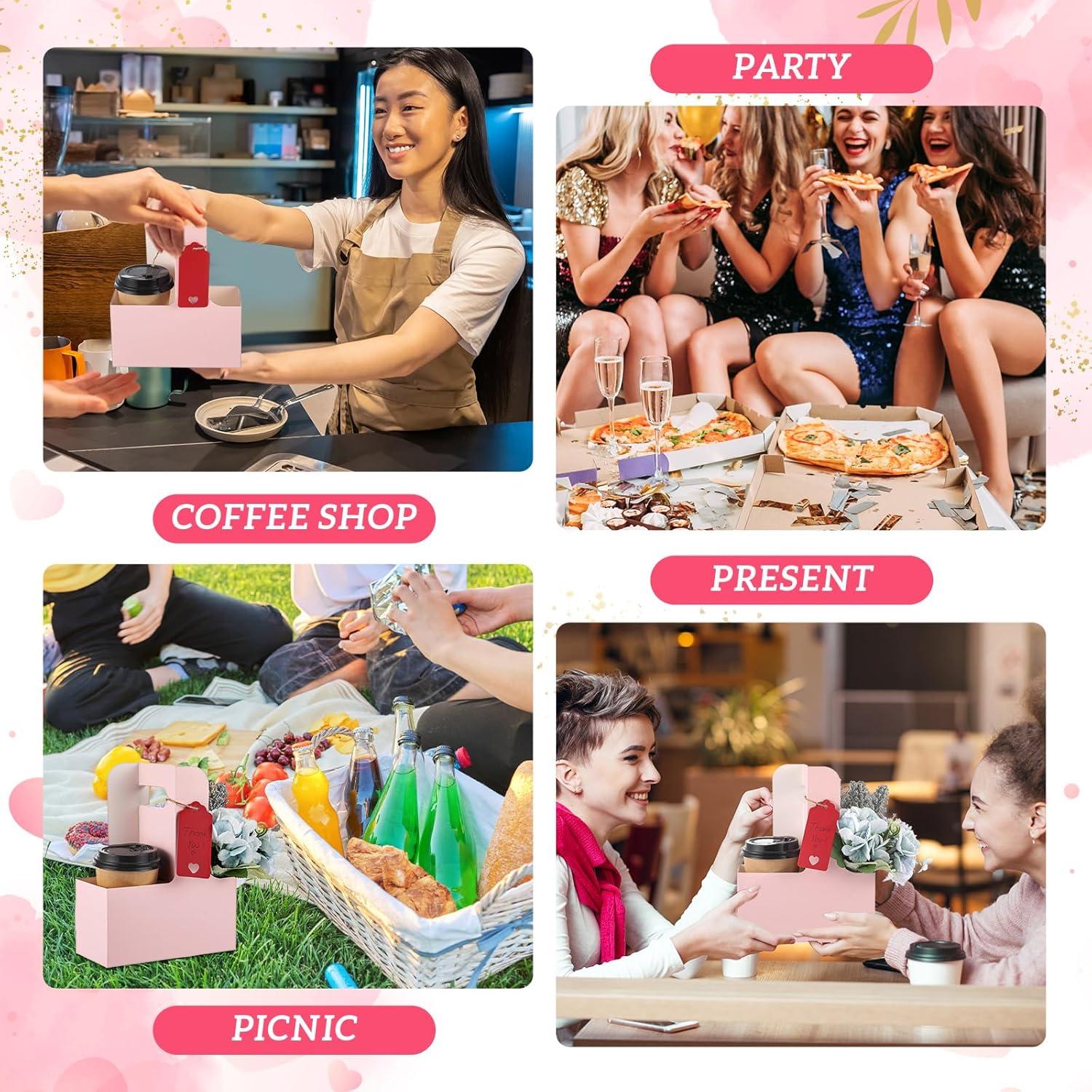 30 Soportes para Tazas Rosa MotiMind con Asa de Papel