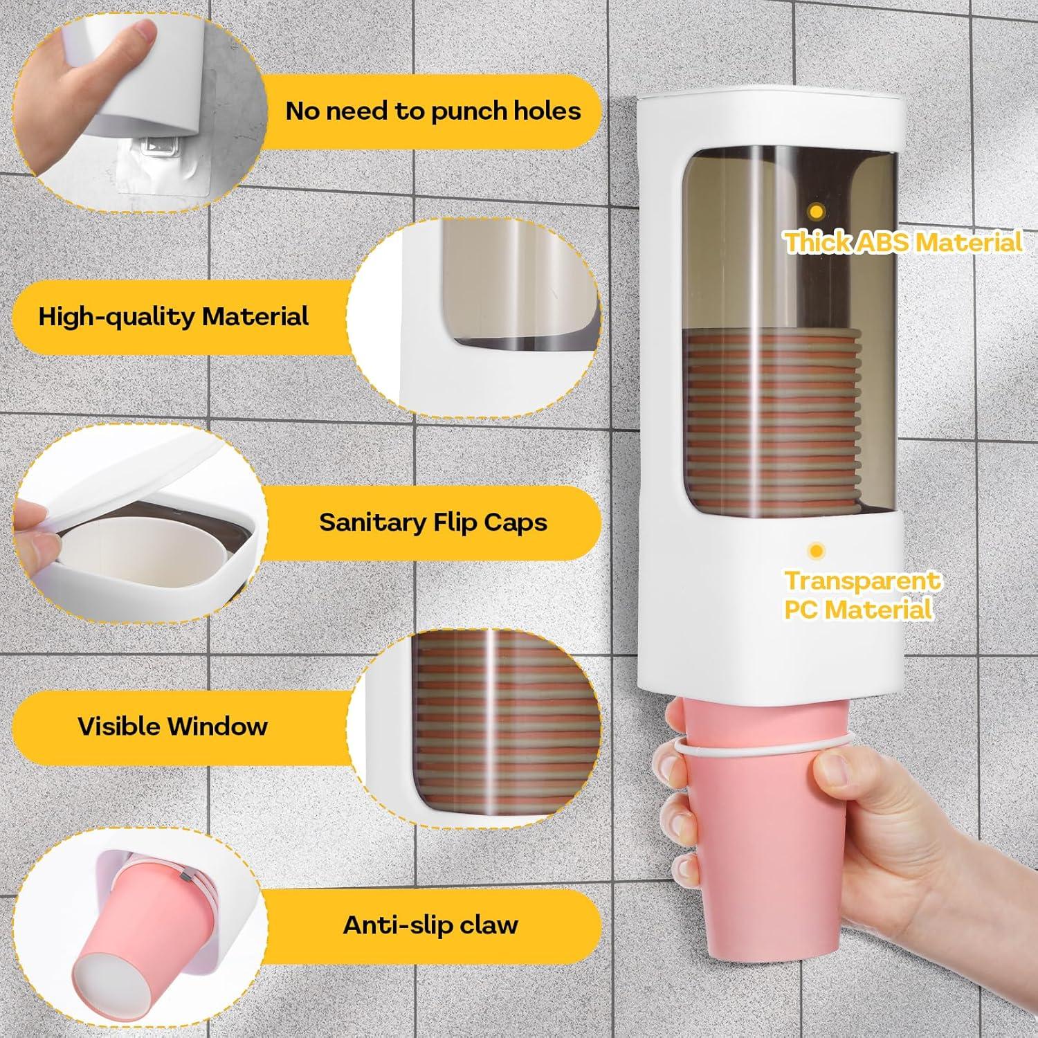 Dispensador de Vasos Molain Blanco para Pared 3oz-5oz