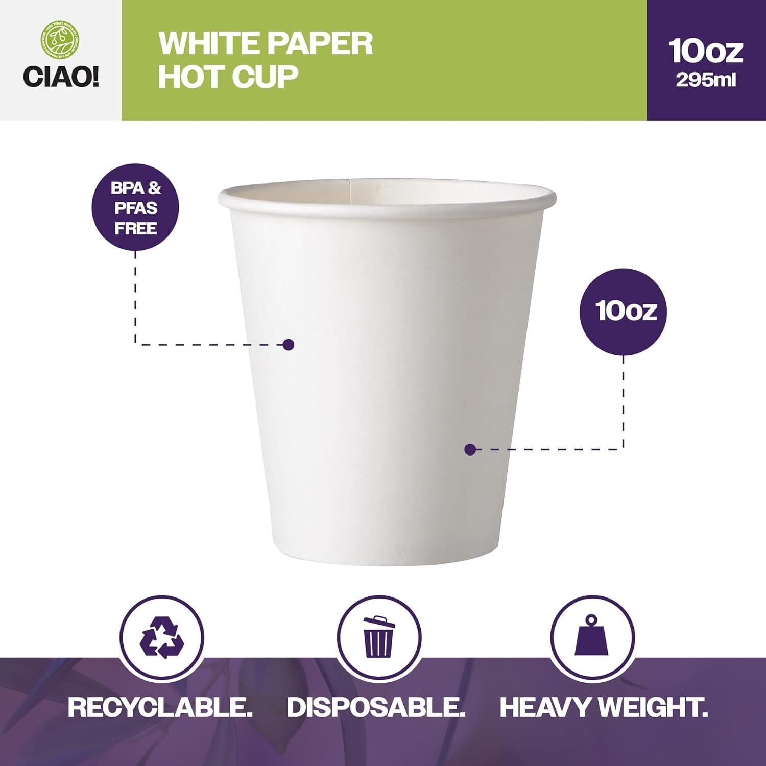 Taza de papel desechable CIAO! 10 oz 1000 unidades