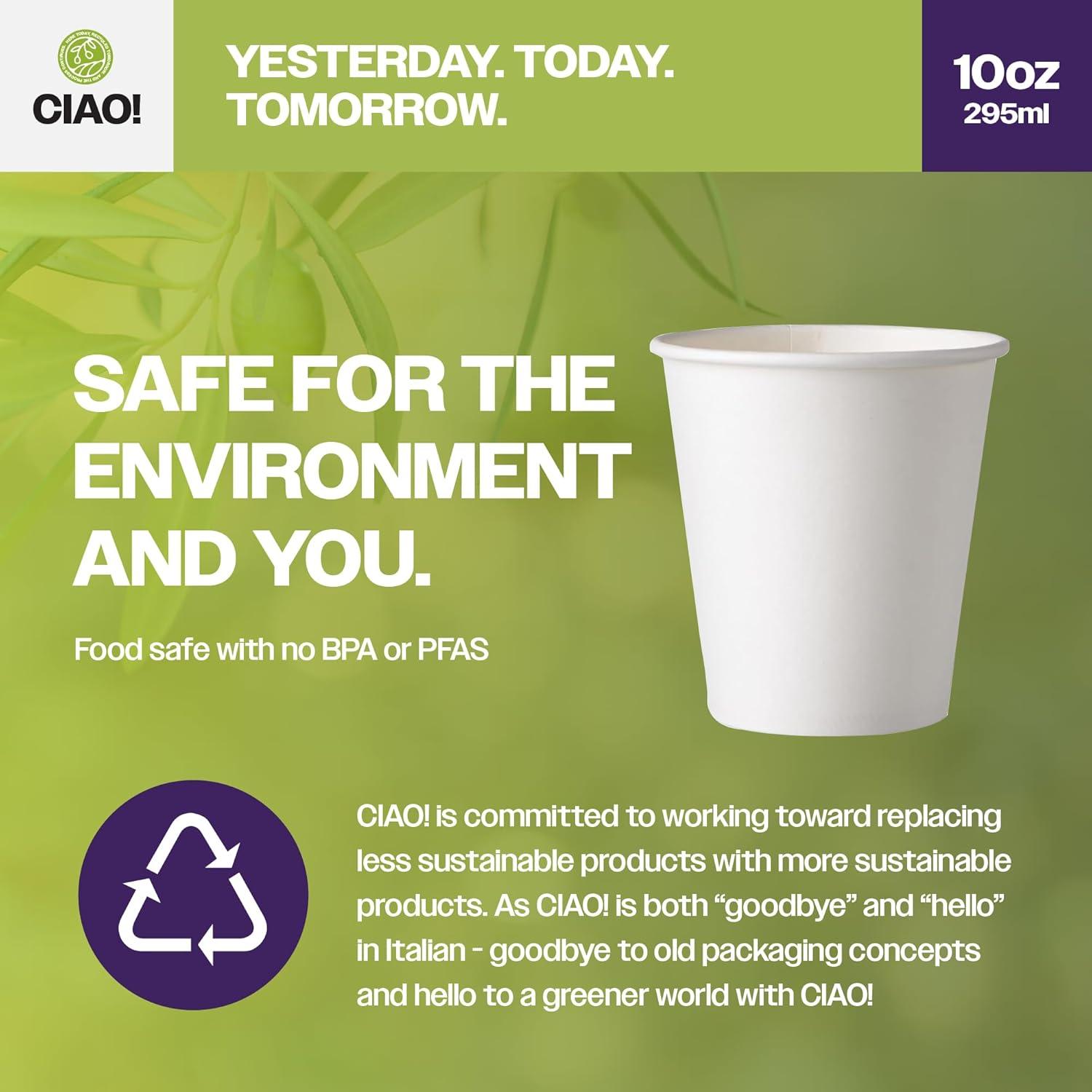 Taza de papel desechable CIAO! 10 oz 1000 unidades