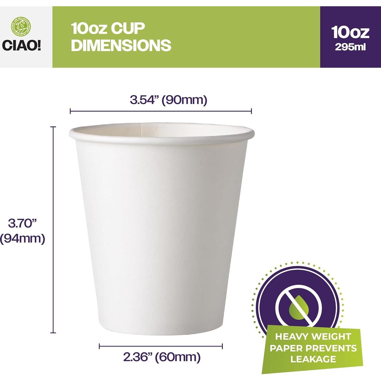 Taza de papel desechable CIAO! 10 oz 1000 unidades