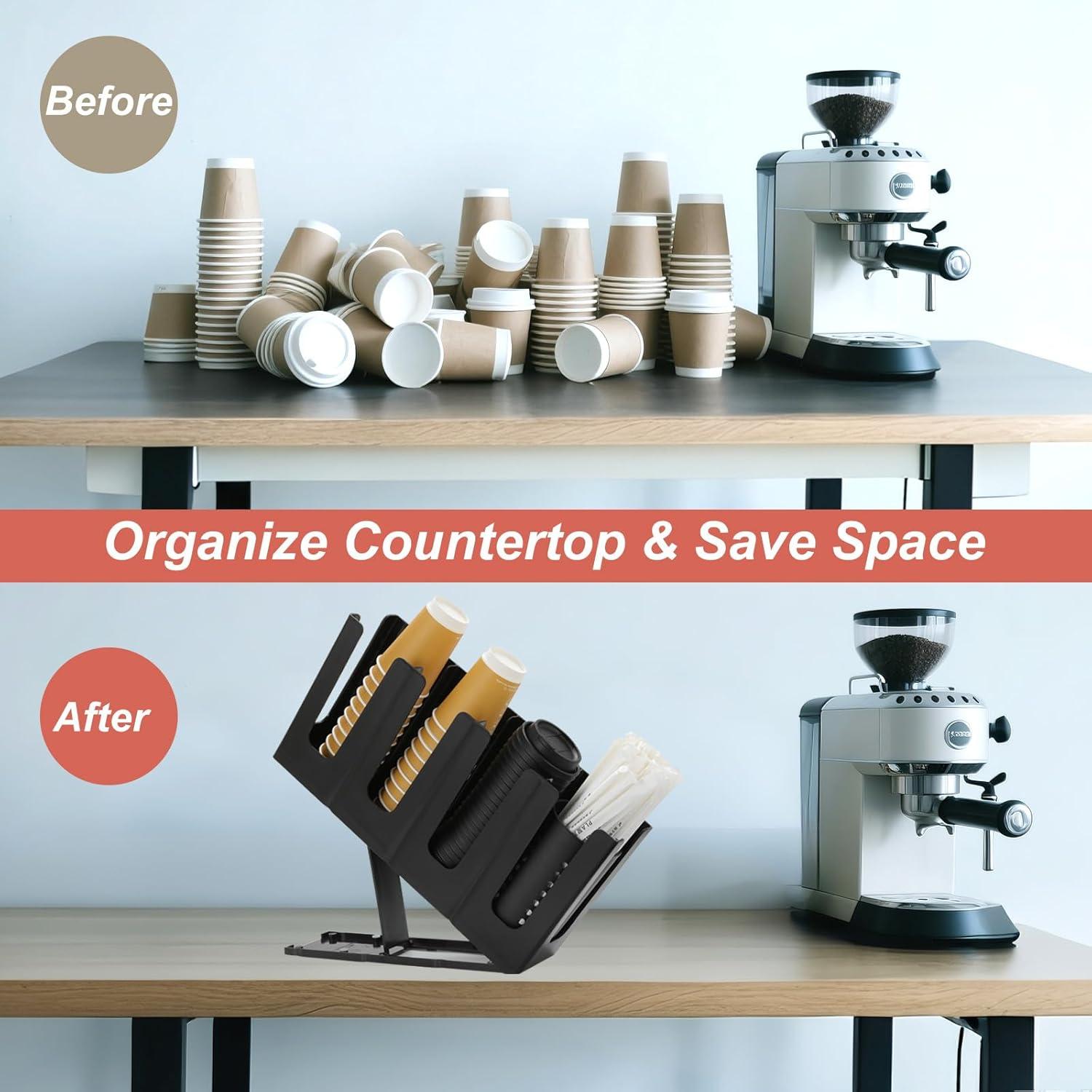 Soporte para Tazas de Papel YTROG 4 Compartimentos Negro