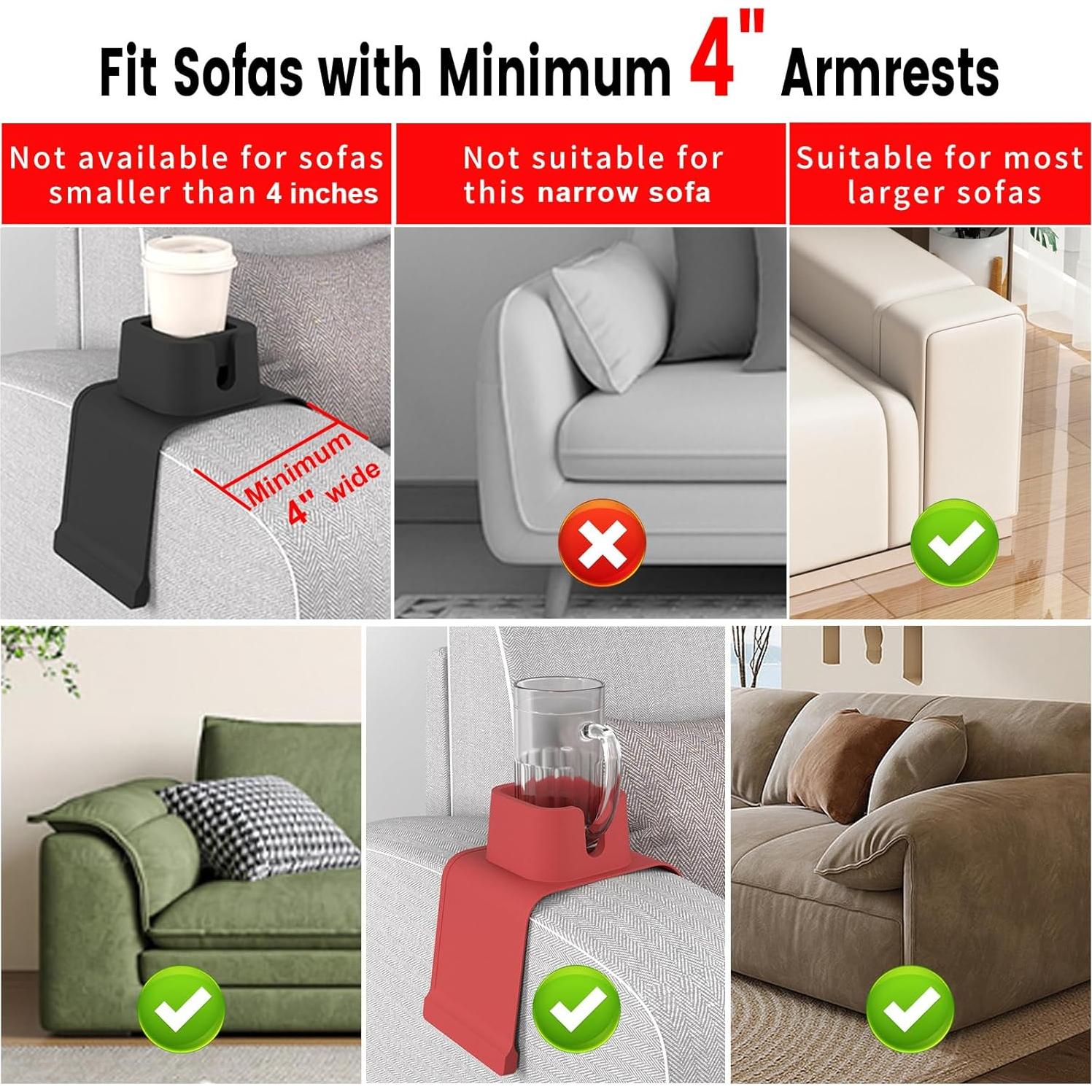 Soporte para Tazas de Sofá vodvob Antideslizante Gris 42x14 cm