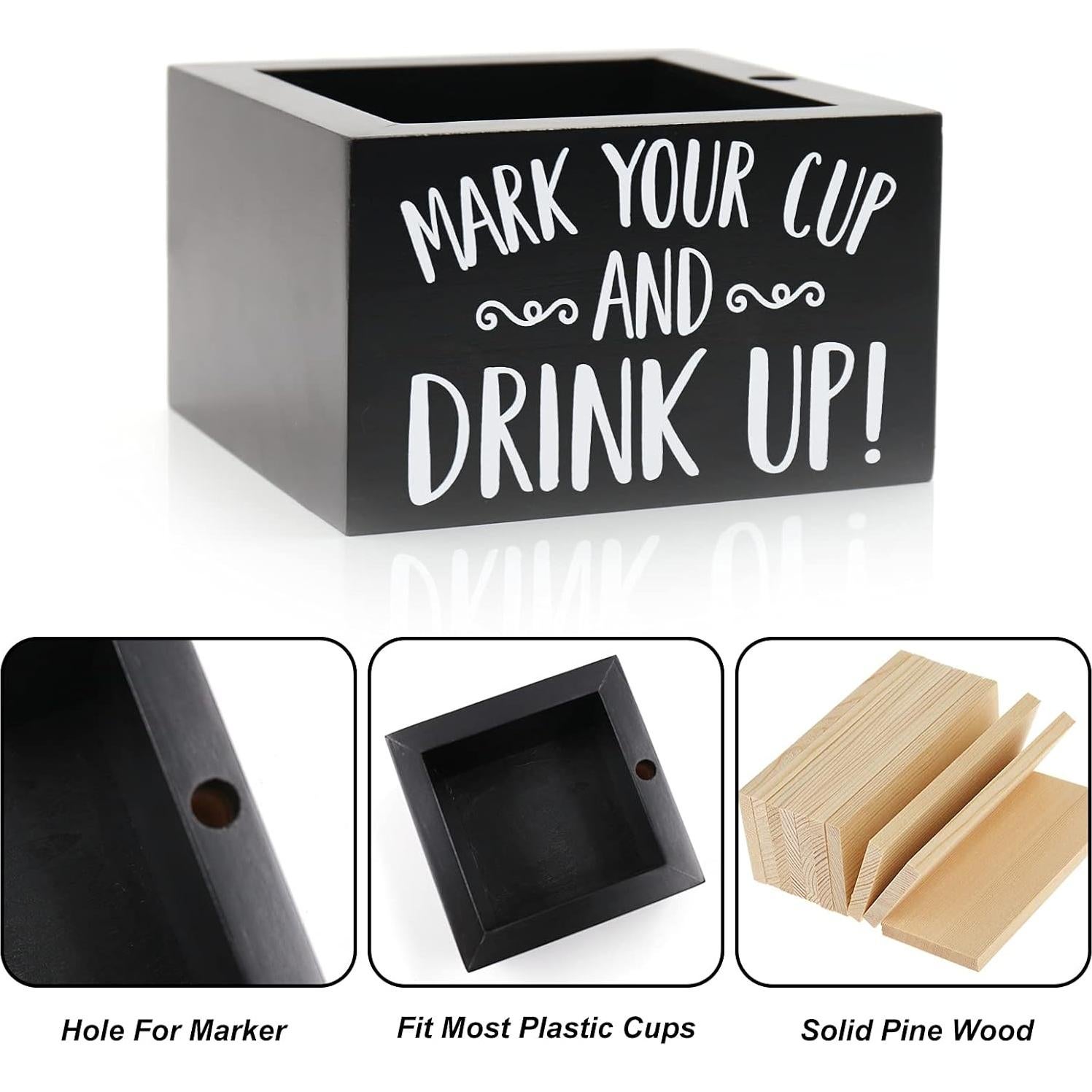 Dispensador de Tazas de Madera Kitticcino para Fiestas