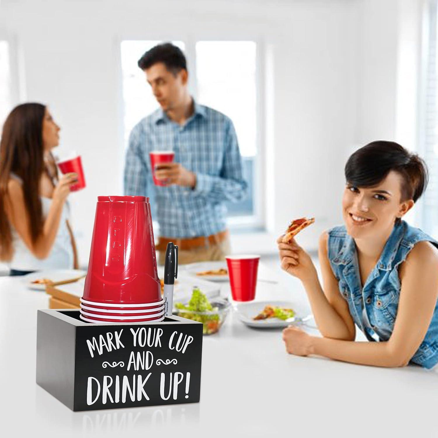 Dispensador de Tazas de Madera Kitticcino para Fiestas