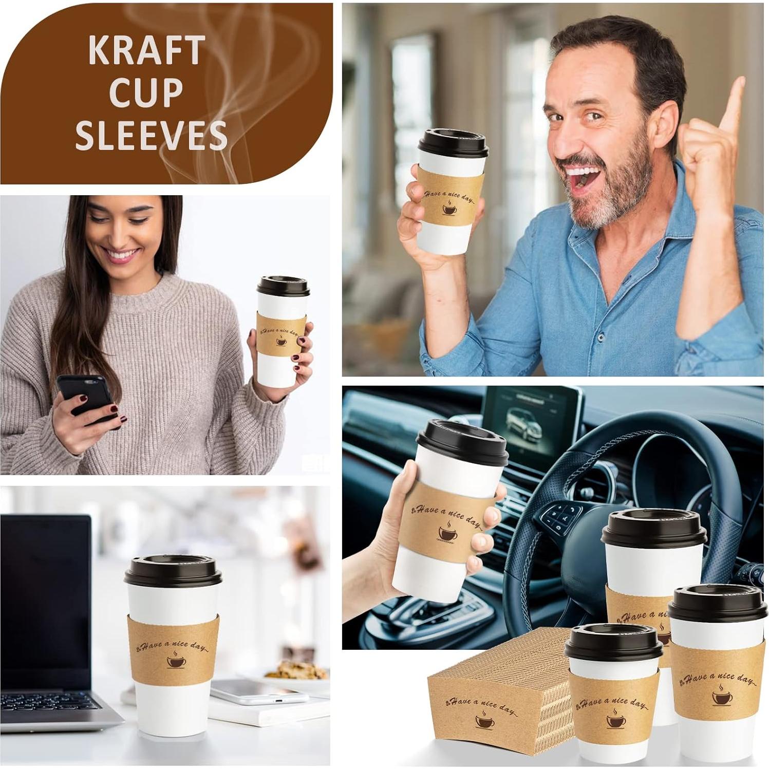 Mangas de papel Kraft para tazas de café 50 unidades HLWDFLZ