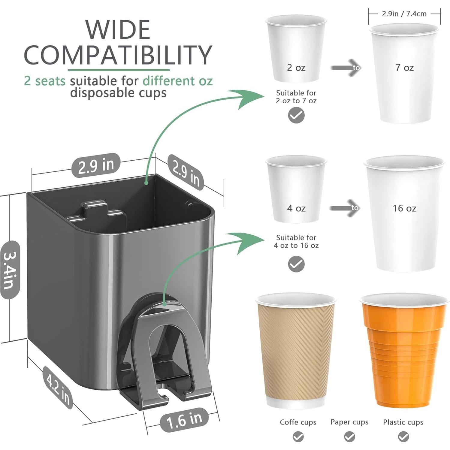 Dispensador de Tazas TOWARDFUN 2 Asientos Gris Oscuro