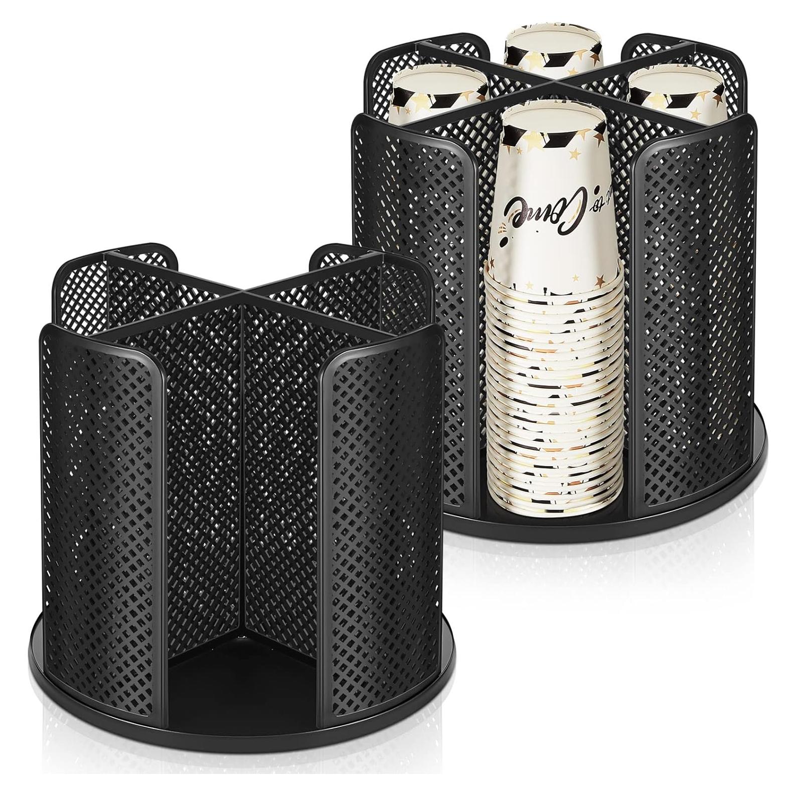 Dispensador de Tazas de Papel Hoolerry 2 Pcs Negro 4 Compartimentos