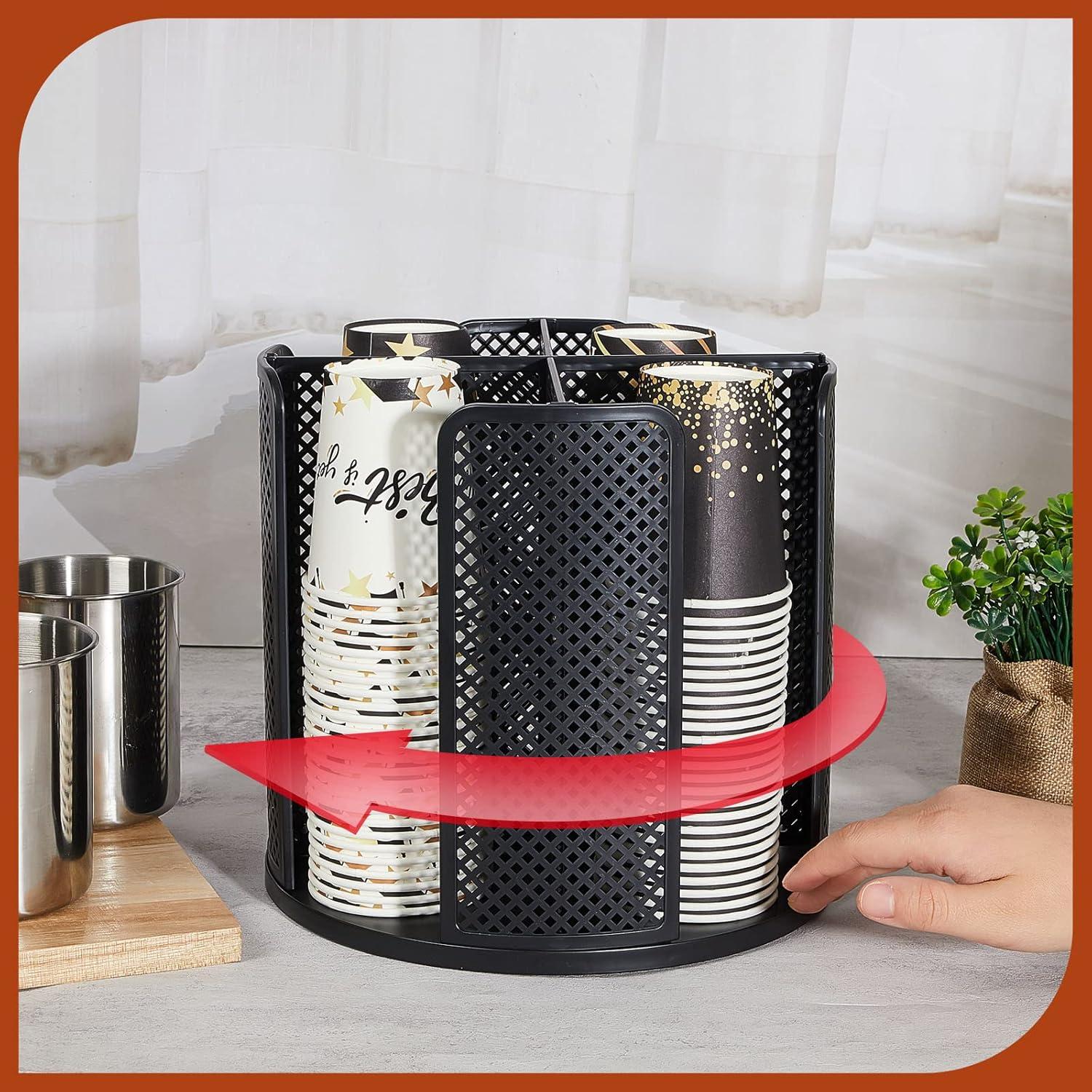 Dispensador de Tazas de Papel Hoolerry 2 Pcs Negro 4 Compartimentos