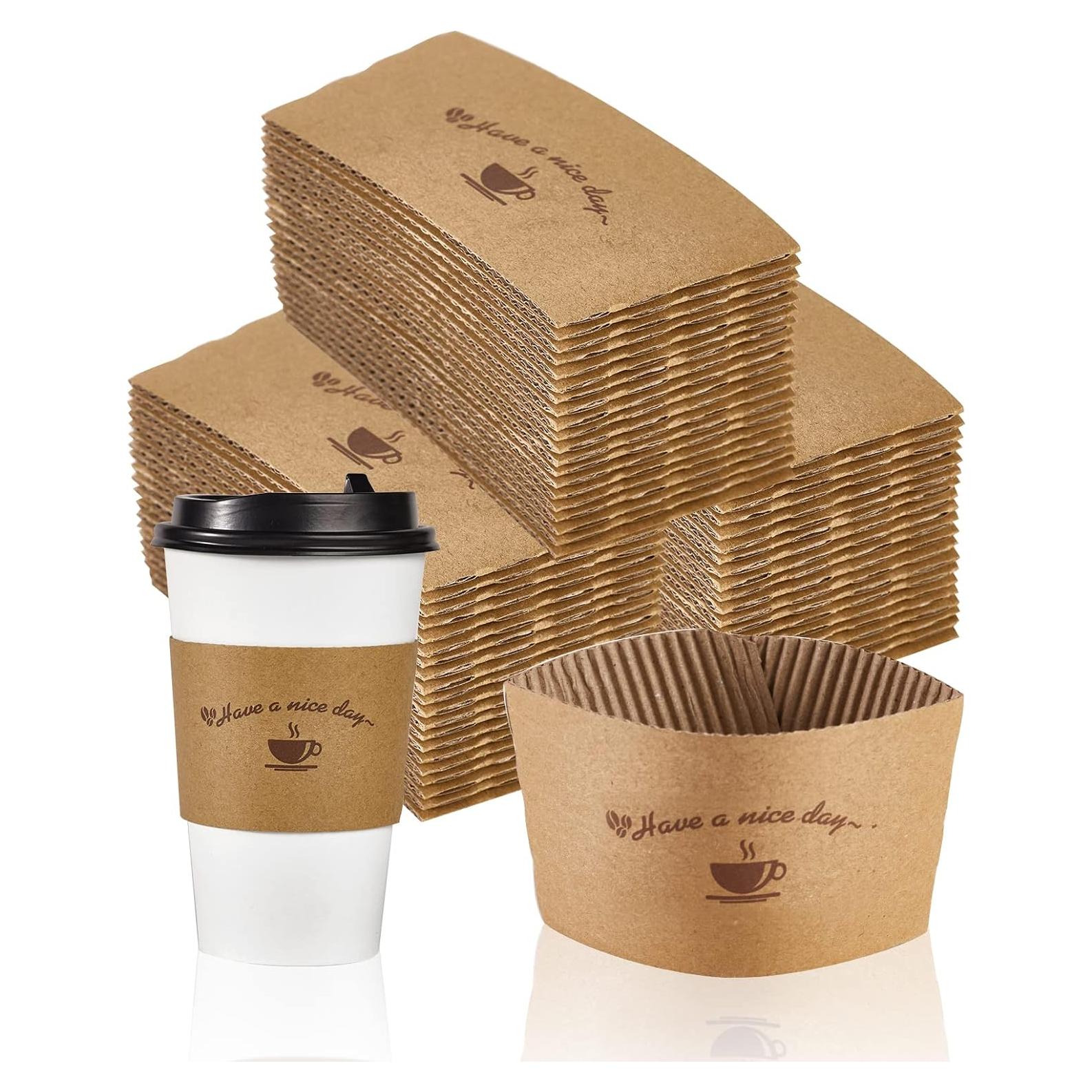 Mangas de Papel Kraft LITOPAK 200 Unidades para Tazas 10-20 oz