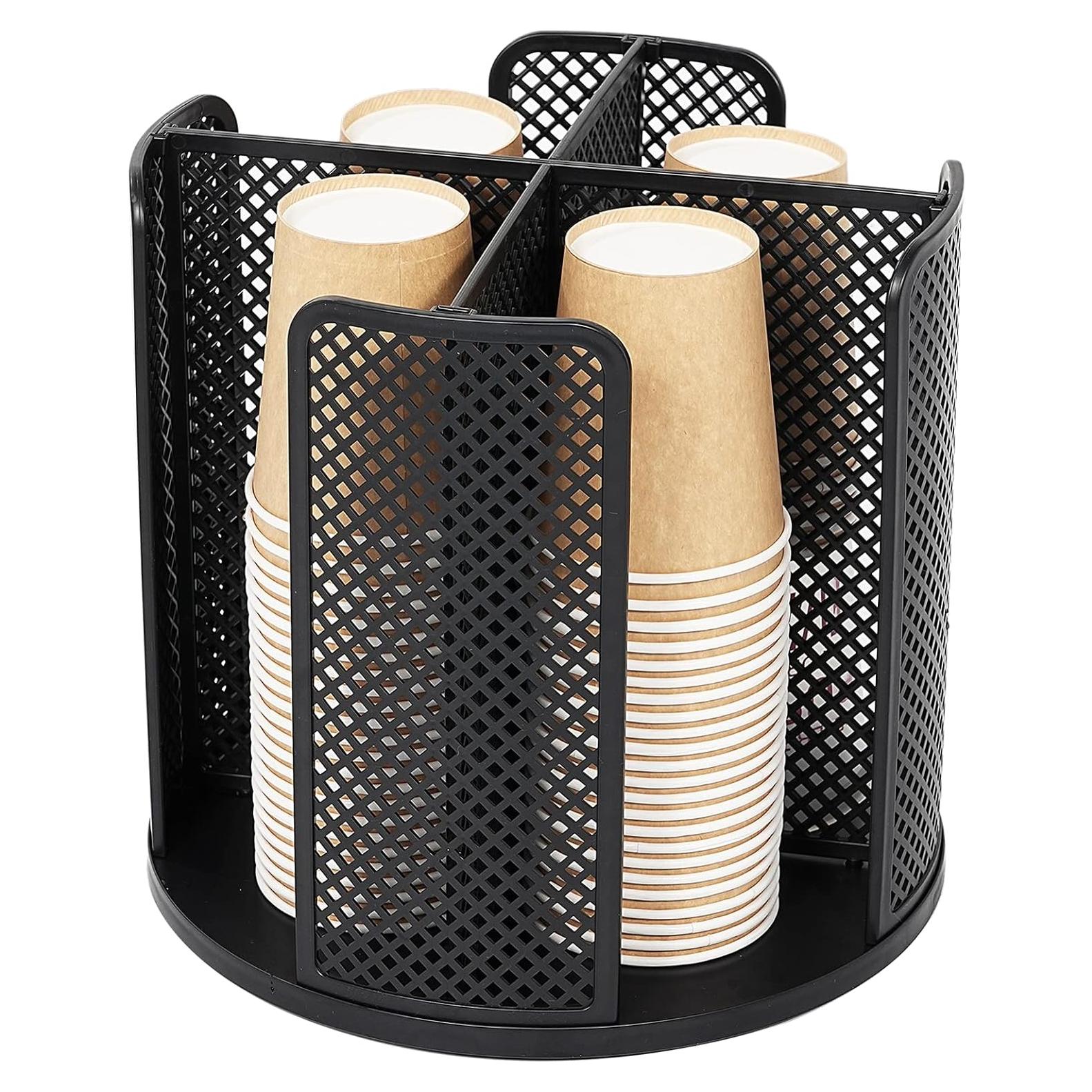 Organizador de Tazas Rotativo BATTIPAW 4 Compartimentos Negro