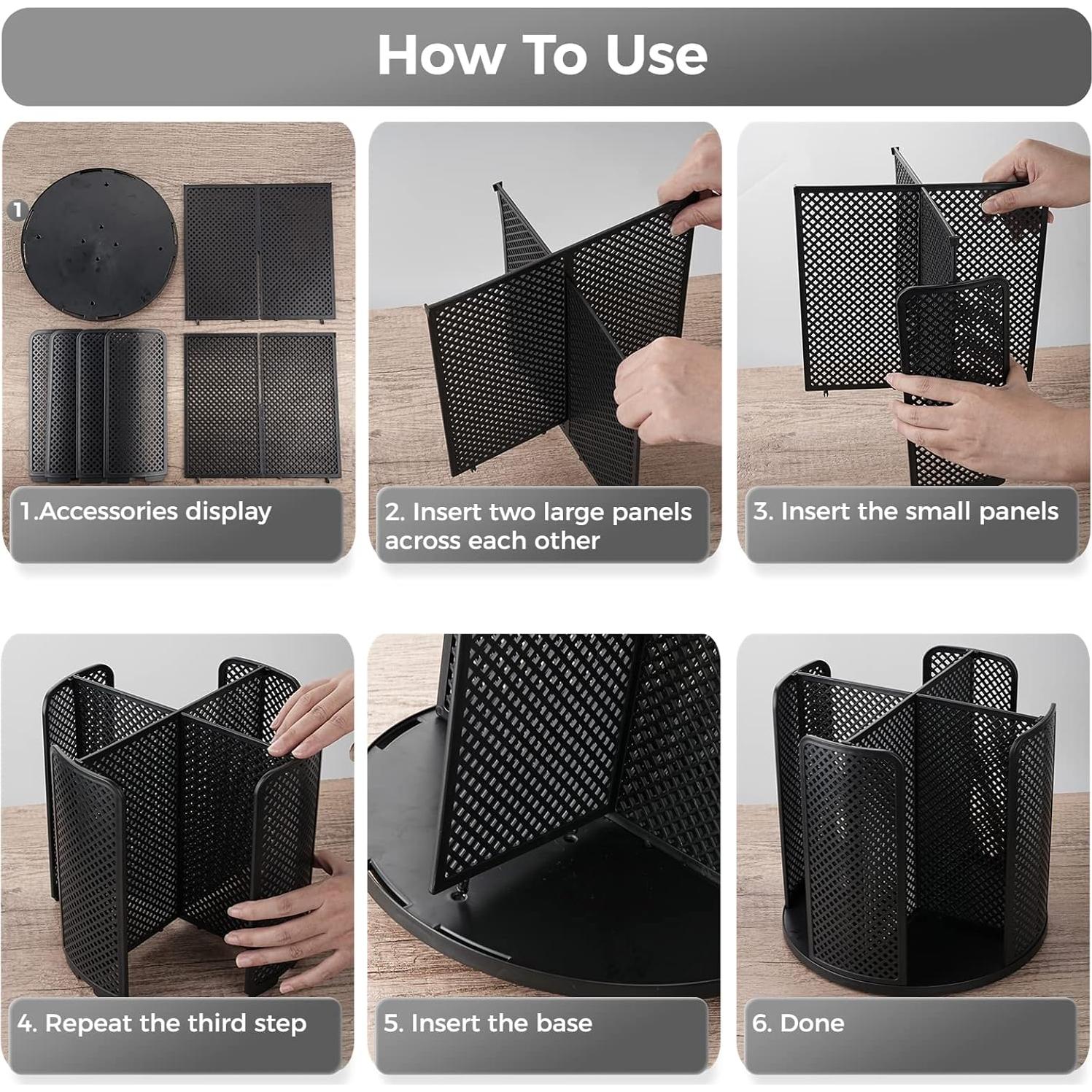 Organizador de Tazas Rotativo BATTIPAW 4 Compartimentos Negro